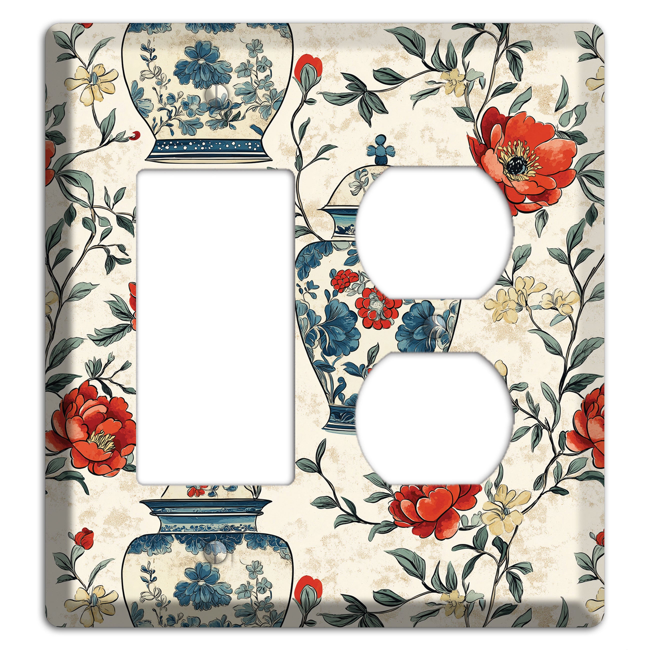 Porcelain & Peony Rocker / Duplex Wallplate