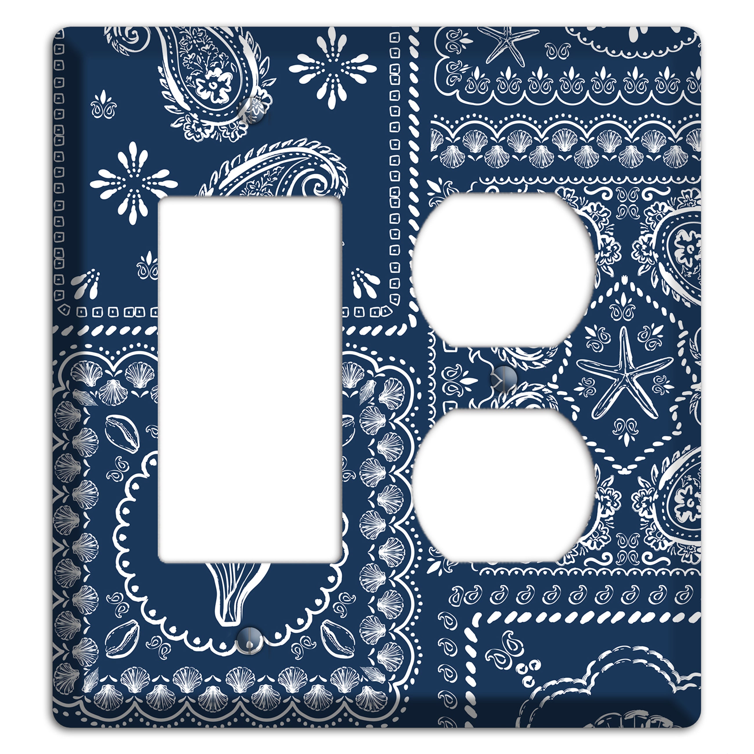 Navy Paisley Patchwork Rocker / Duplex Wallplate