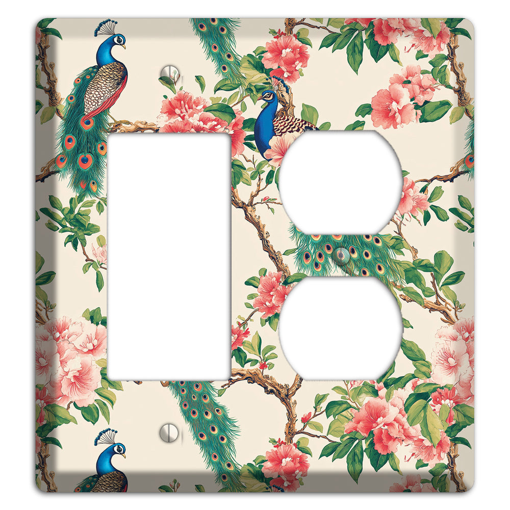 Peacock & Peony Court Rocker / Duplex Wallplate