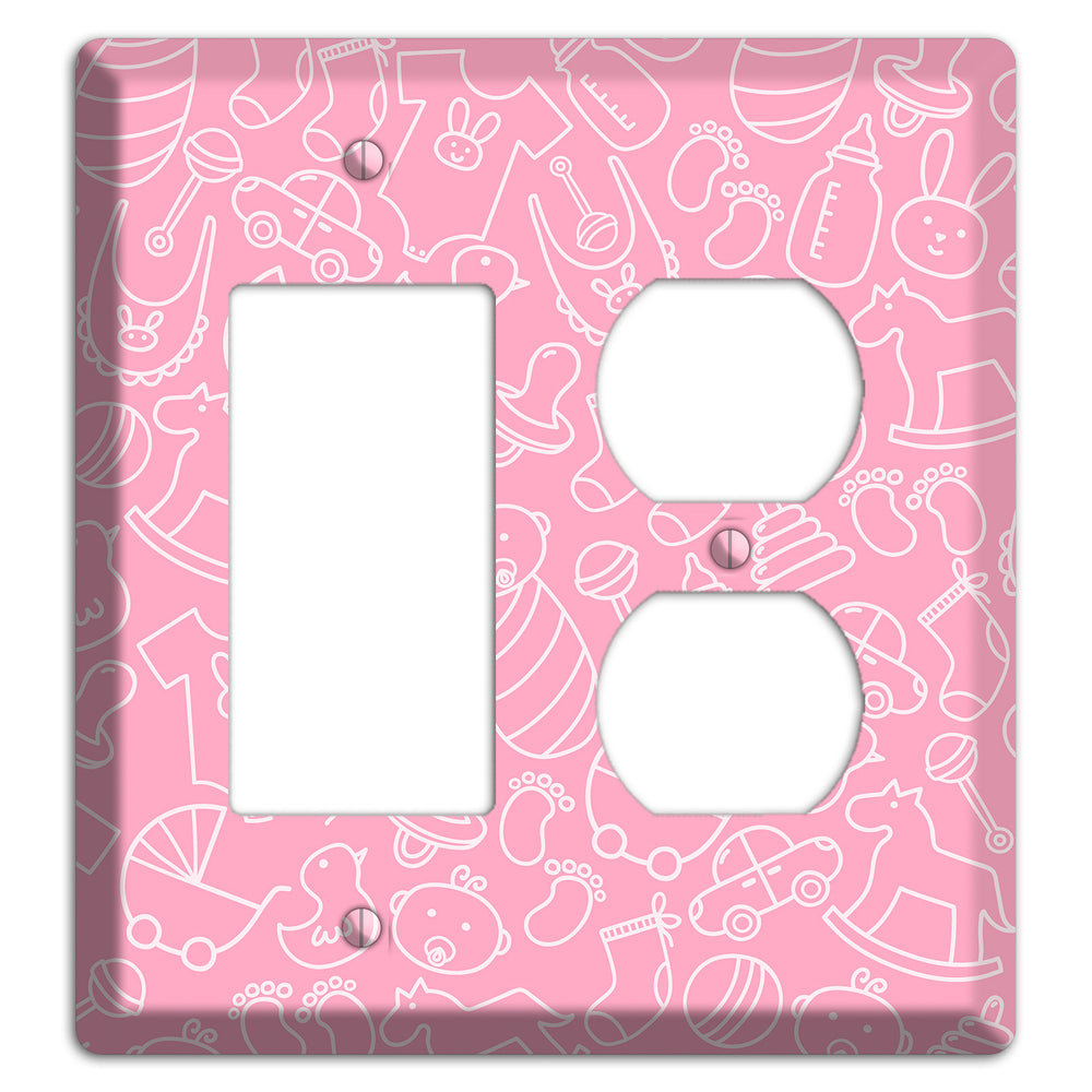 Line Art Baby Pink Rocker / Duplex Wallplate