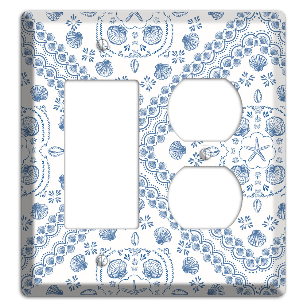 Azure Shell Damask Rocker / Duplex Wallplate