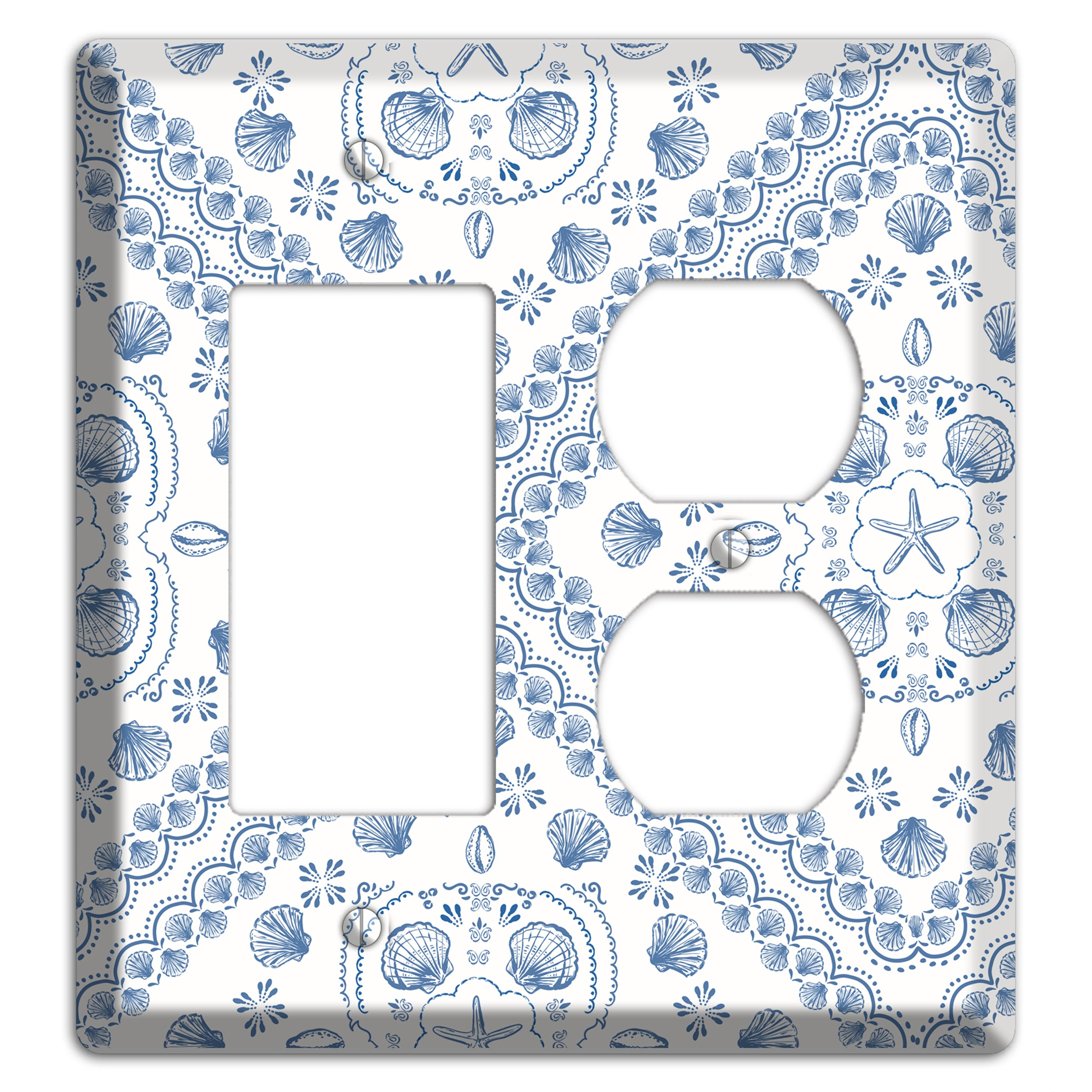 Azure Shell Damask Rocker / Duplex Wallplate