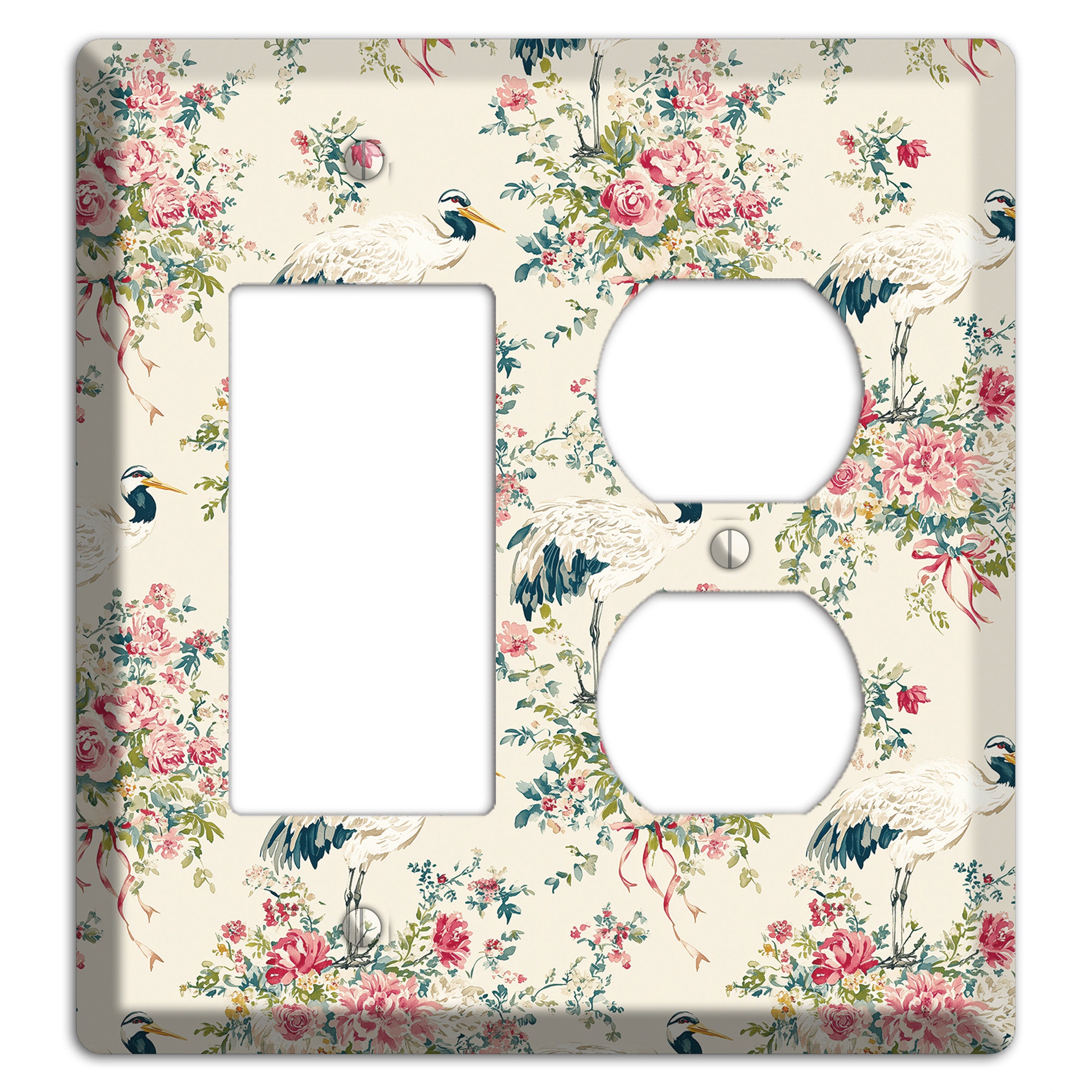 Blossom & Crane Rocker / Duplex Wallplate