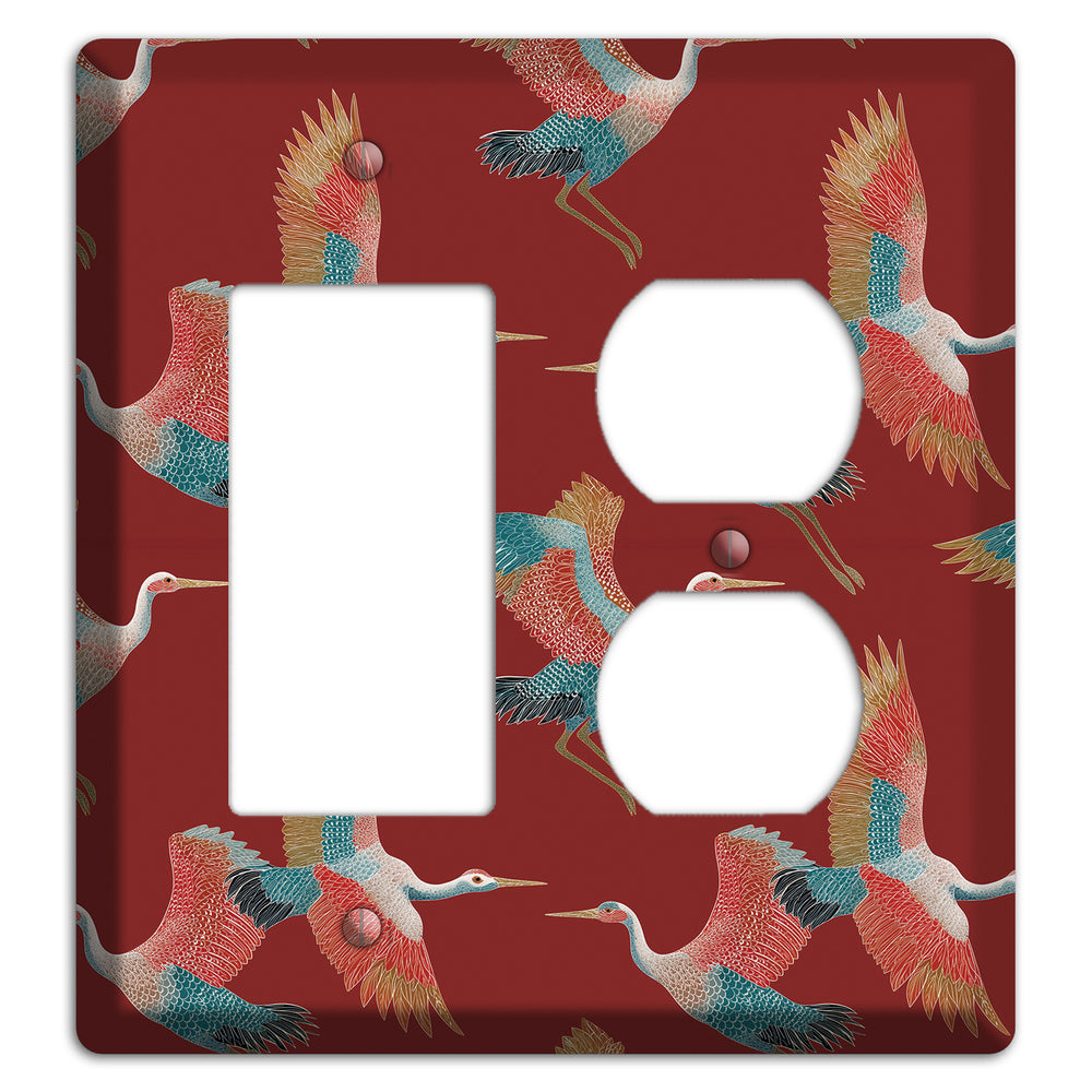 Crimson Heron Dance Rocker / Duplex Wallplate