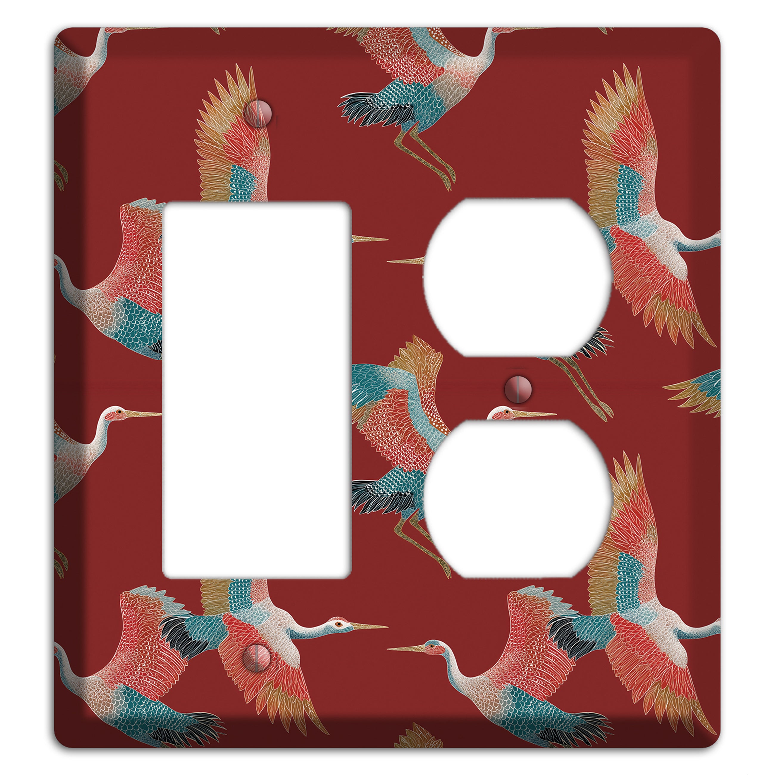 Crimson Heron Dance Rocker / Duplex Wallplate
