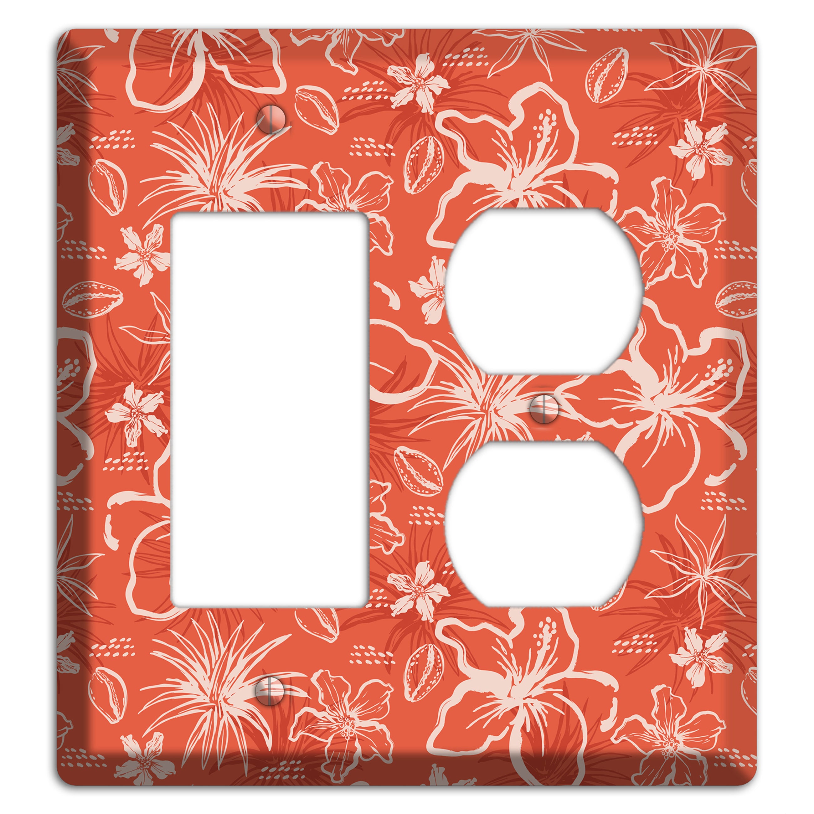Coral Hibiscus Reverie Rocker / Duplex Wallplate