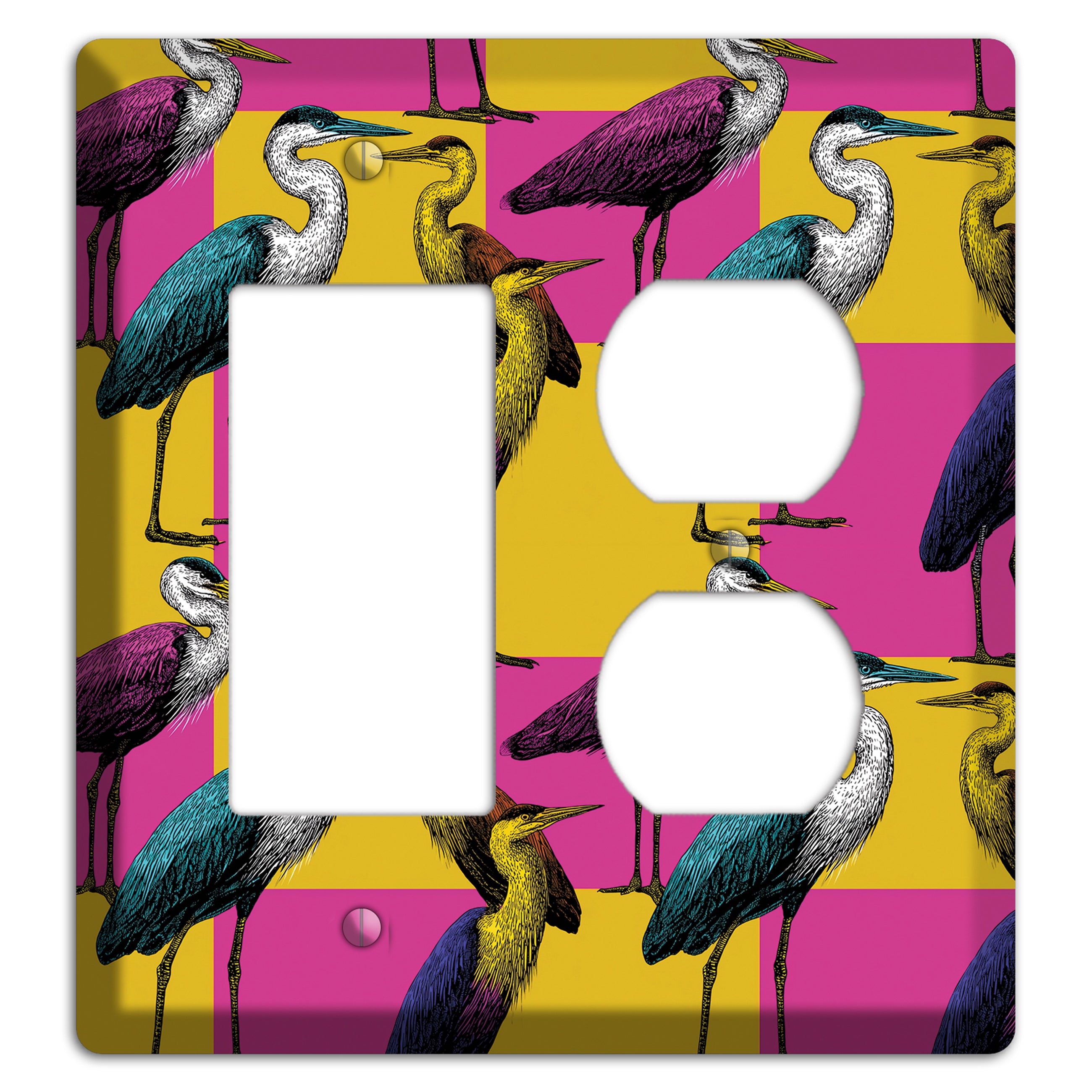 Magenta Heron Grid Rocker / Duplex Wallplate
