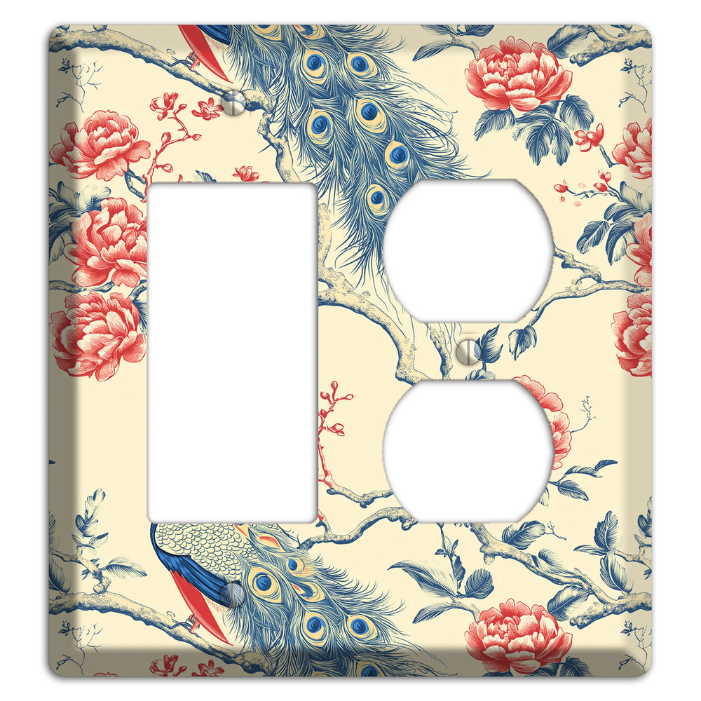 Peacock & Peony Rocker / Duplex Wallplate