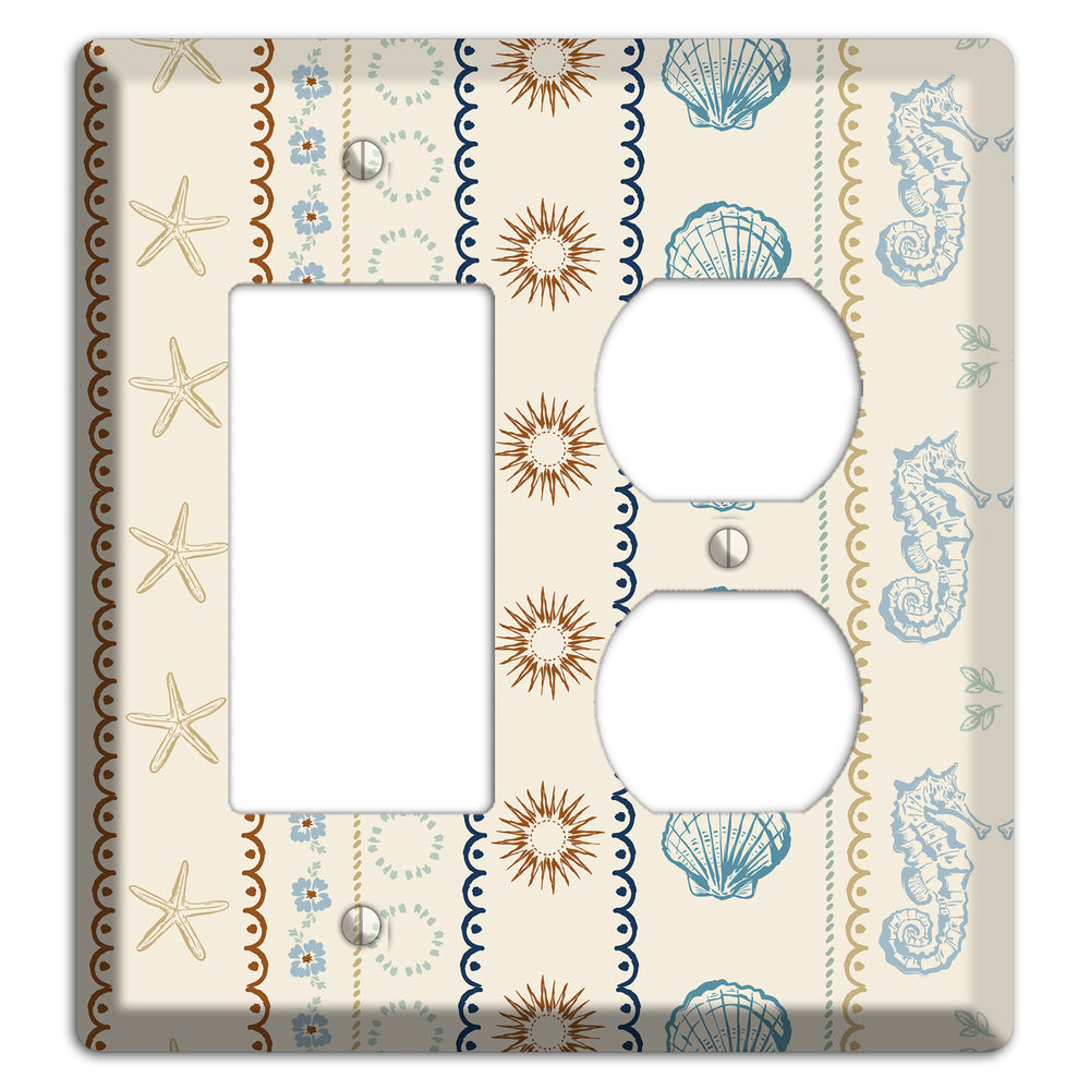 Ivory Seahorse Stripe Rocker / Duplex Wallplate