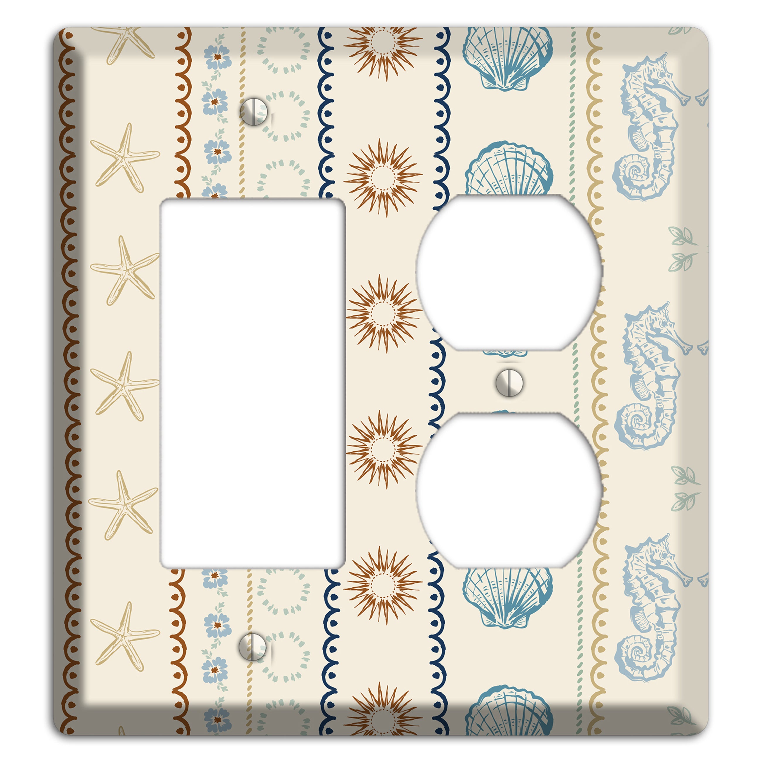 Ivory Seahorse Stripe Rocker / Duplex Wallplate