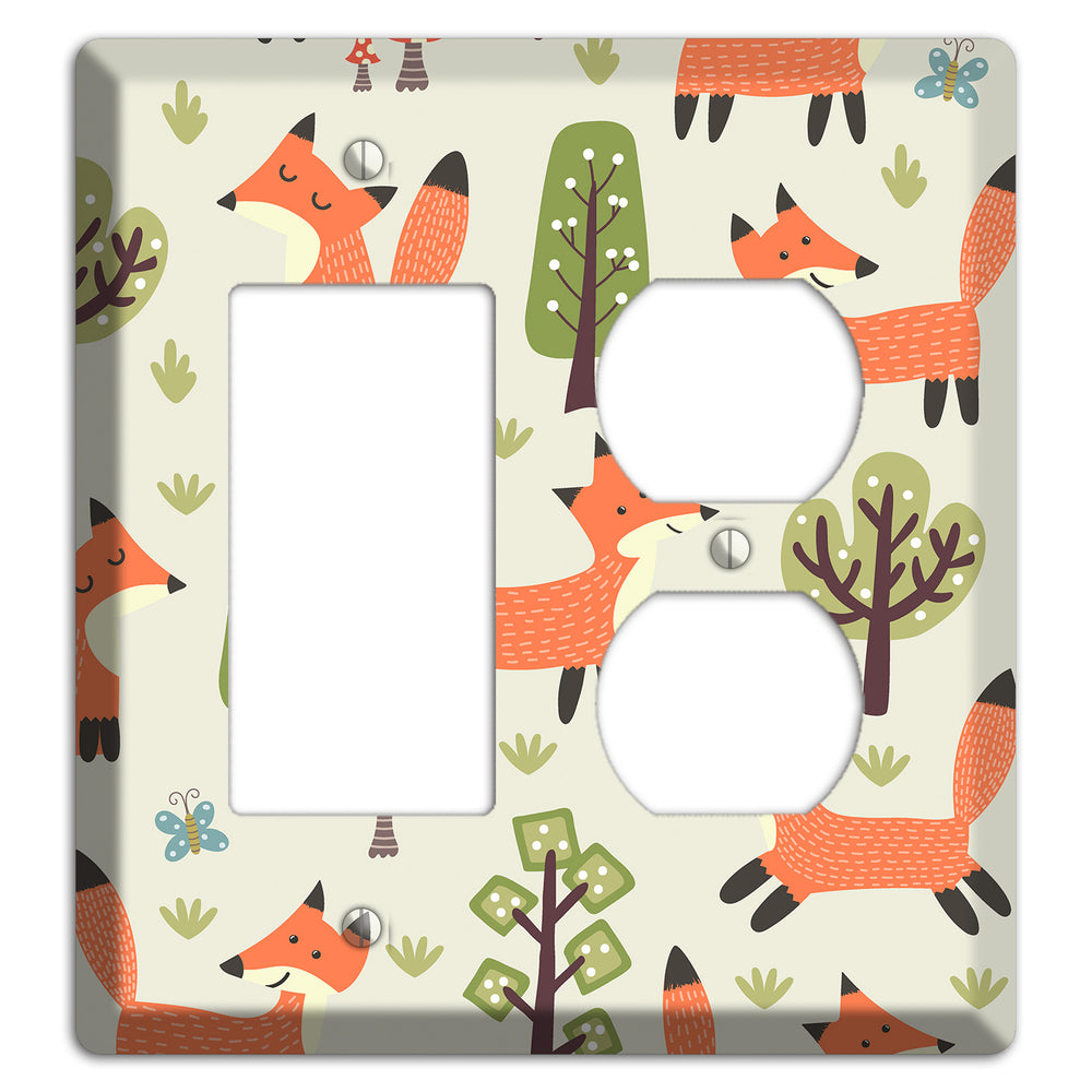 Fox & Forest (Olive) Rocker / Duplex Wallplate