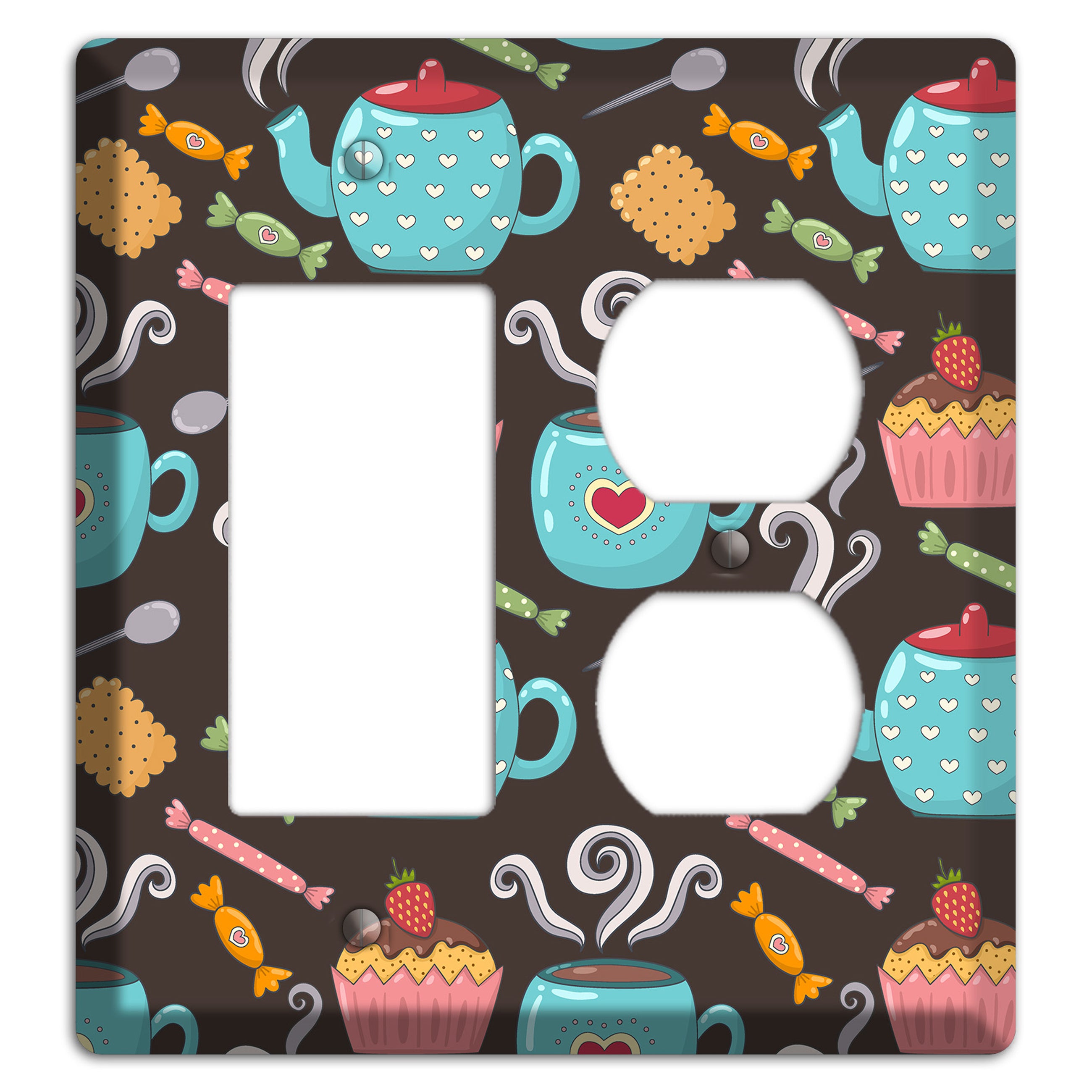 Sweet Tea Party (Brown) Rocker / Duplex Wallplate