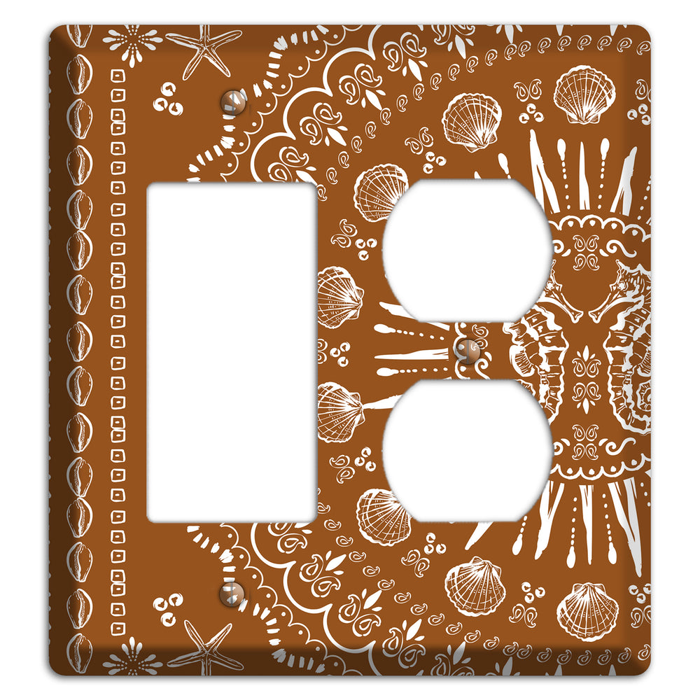 Russet Seahorse Mandala Rocker / Duplex Wallplate