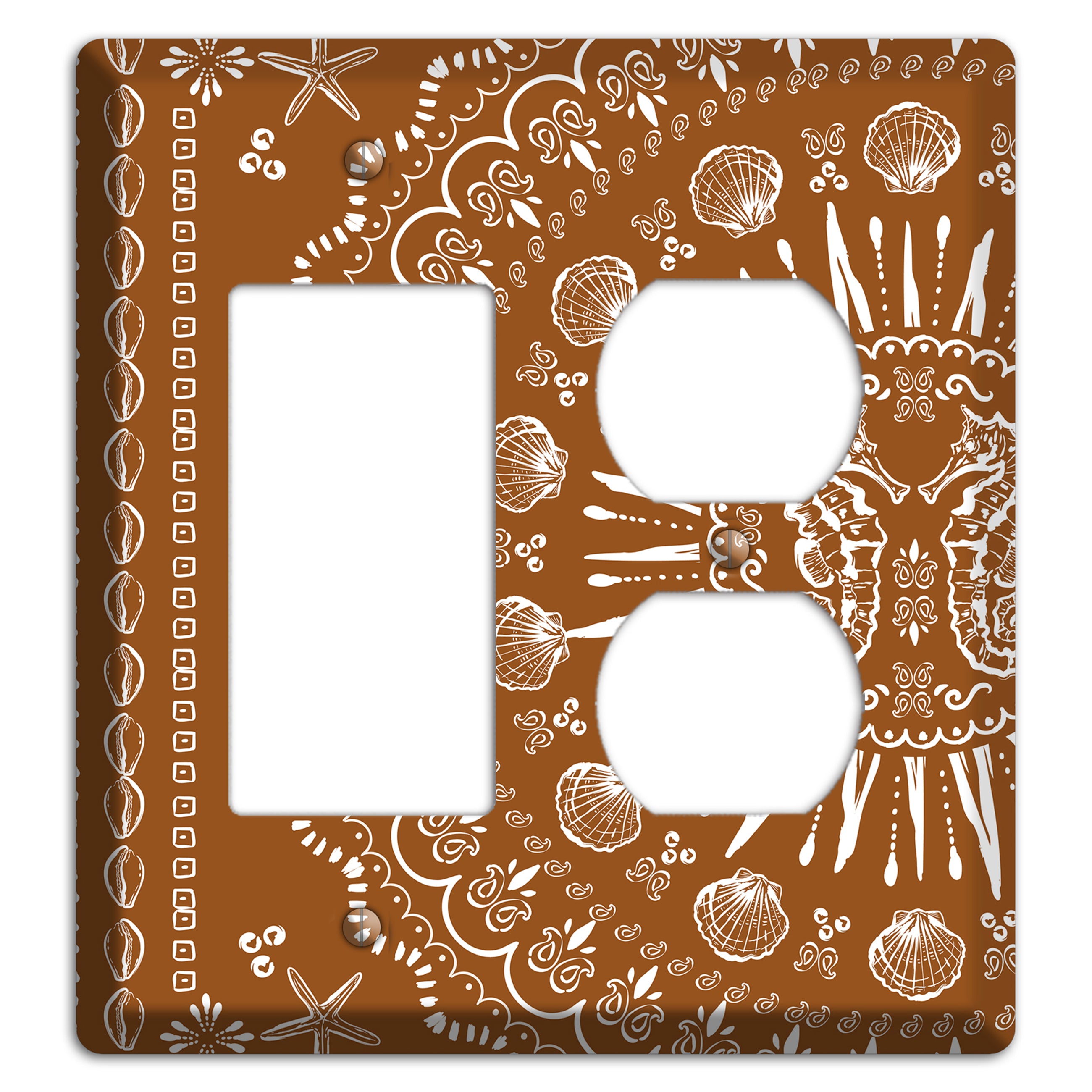 Russet Seahorse Mandala Rocker / Duplex Wallplate