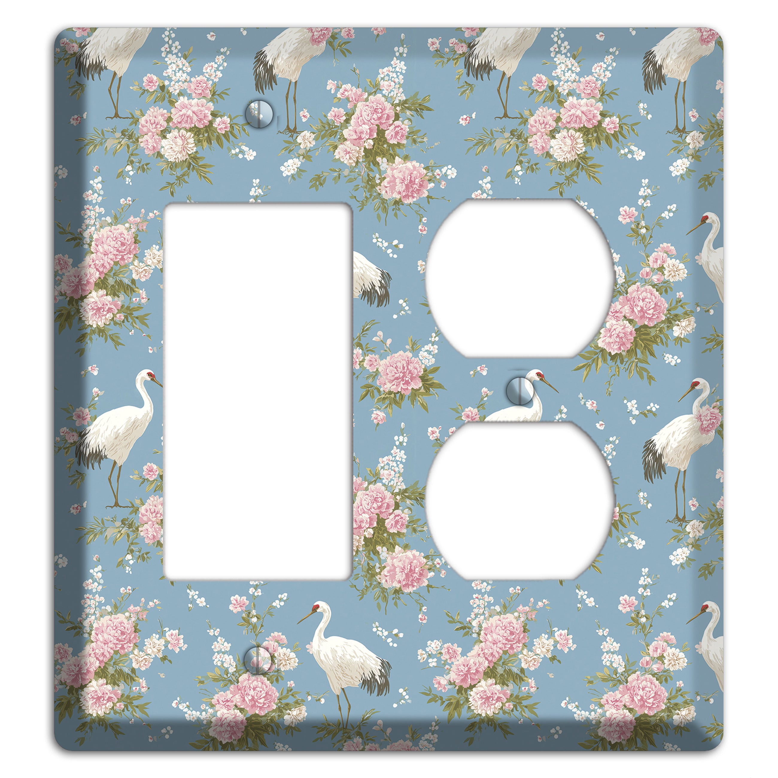 Dusty Blue Peony Flight Rocker / Duplex Wallplate