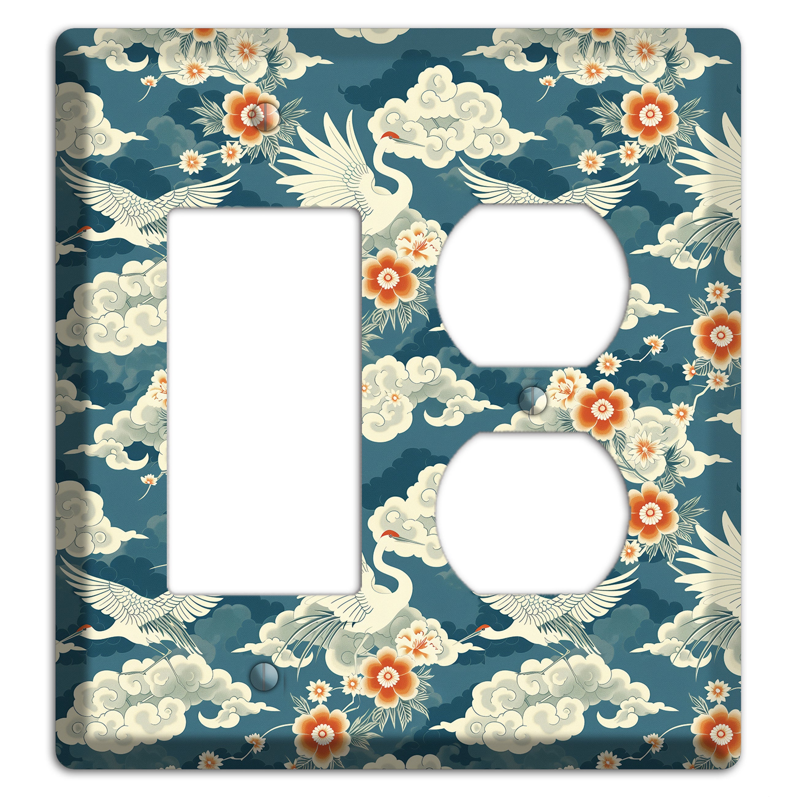 Teal Crane Ascendant Rocker / Duplex Wallplate