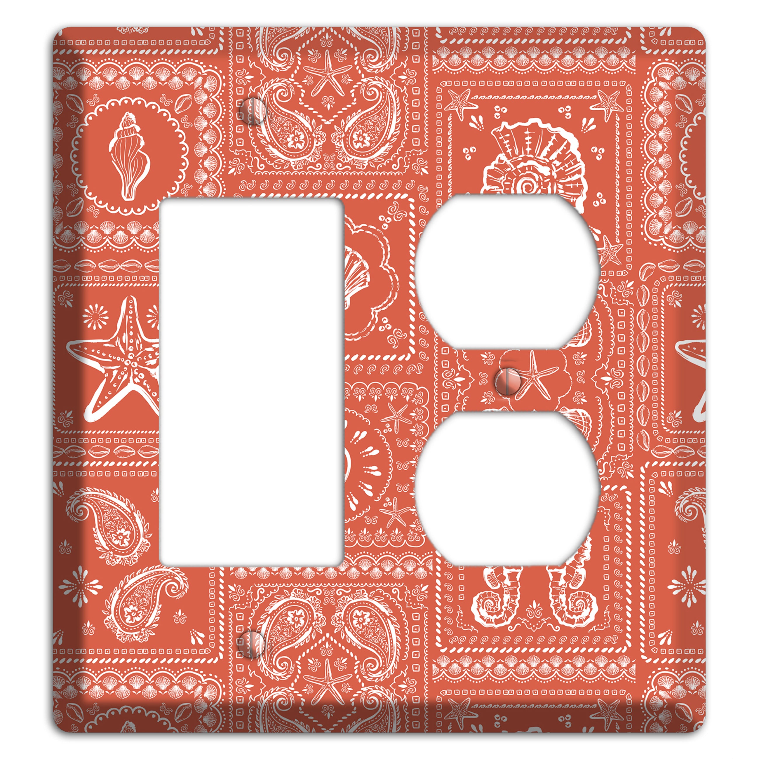 Terracotta Shell Patchwork Rocker / Duplex Wallplate