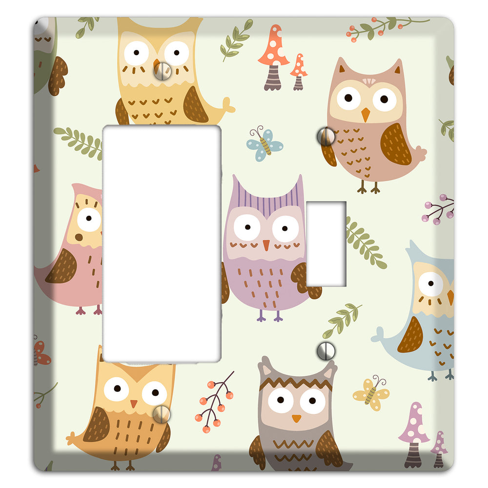Sleepy Owls (Cream) Rocker / Toggle Wallplate