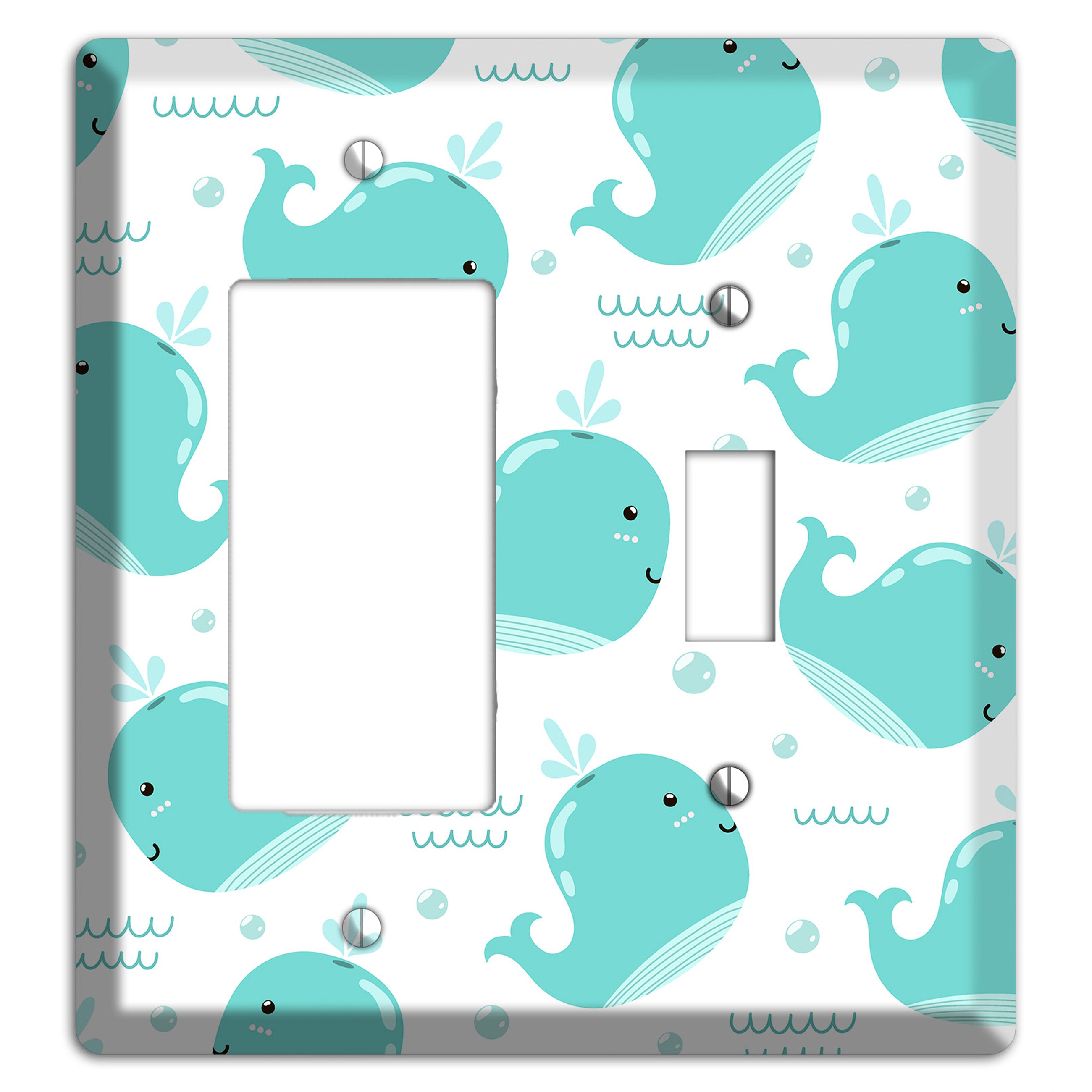 Happy Whales (White) Rocker / Toggle Wallplate