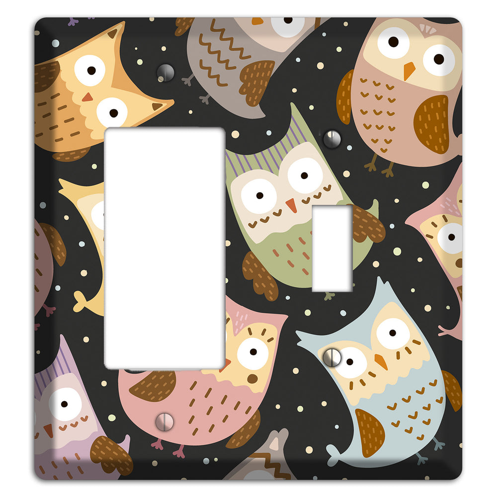 Sleepy Owls (Charcoal) Rocker / Toggle Wallplate