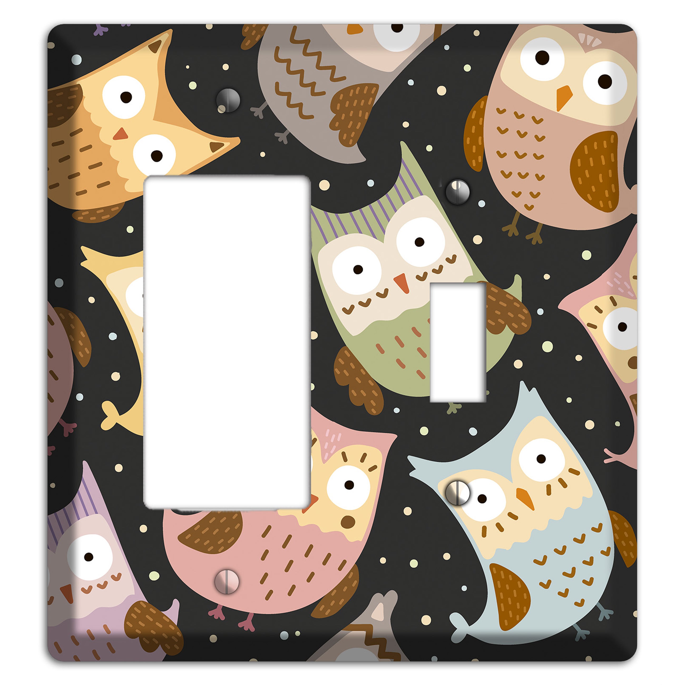 Sleepy Owls (Charcoal) Rocker / Toggle Wallplate