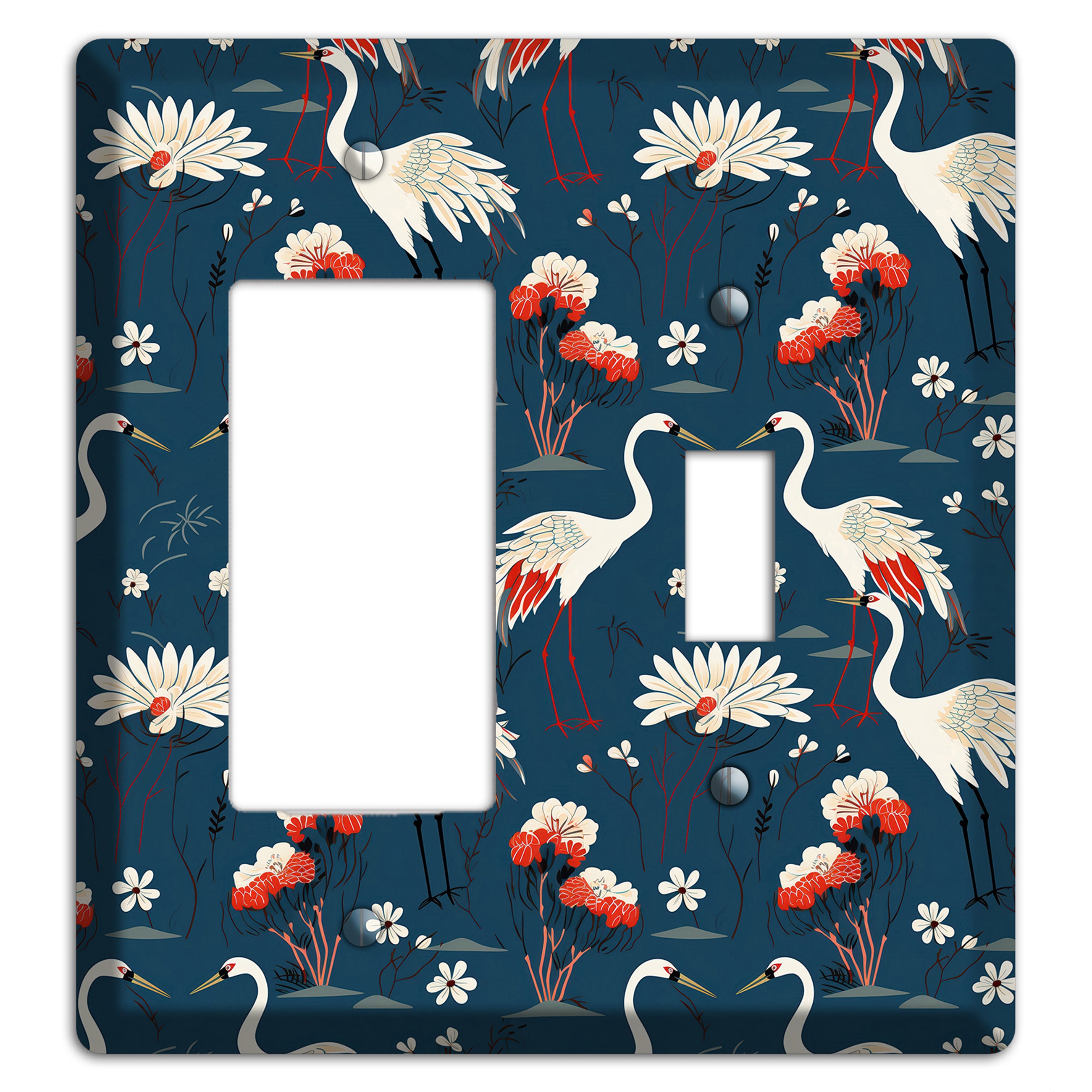 Sapphire Crane Meadow Rocker / Toggle Wallplate