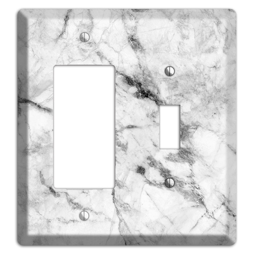 White and Gray Marble Rocker / Toggle Wallplate