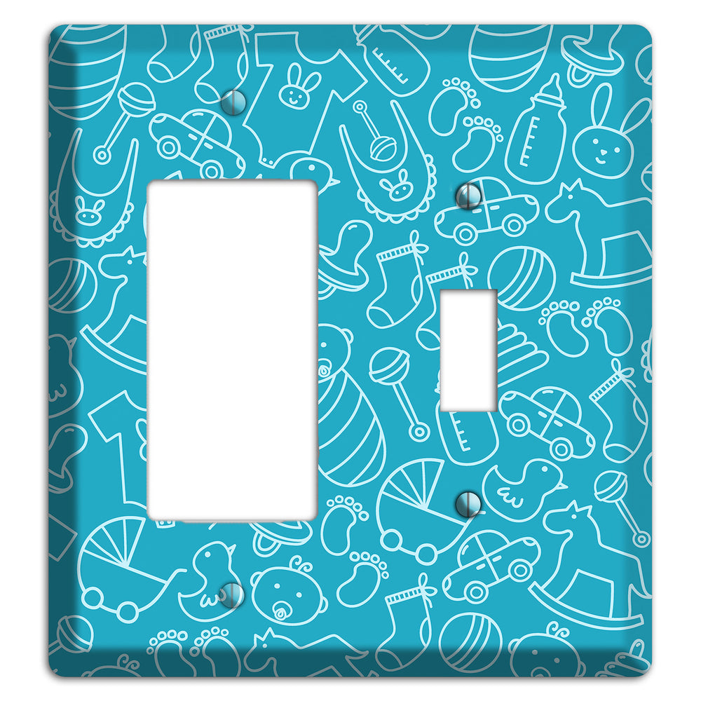 Line Art Baby Blue Rocker / Toggle Wallplate