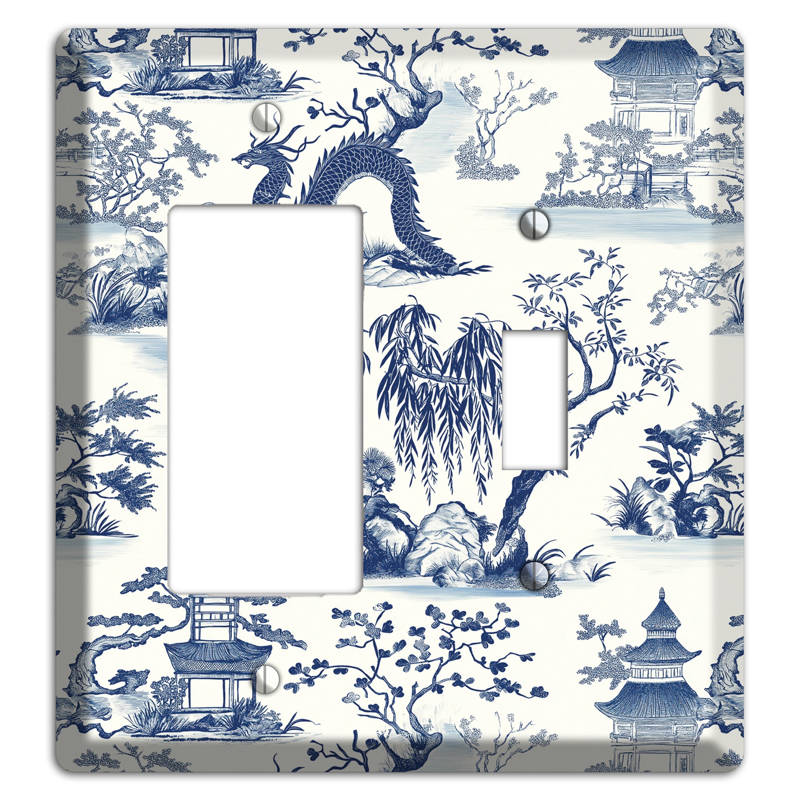 Dragon & Pagoda Rocker / Toggle Wallplate