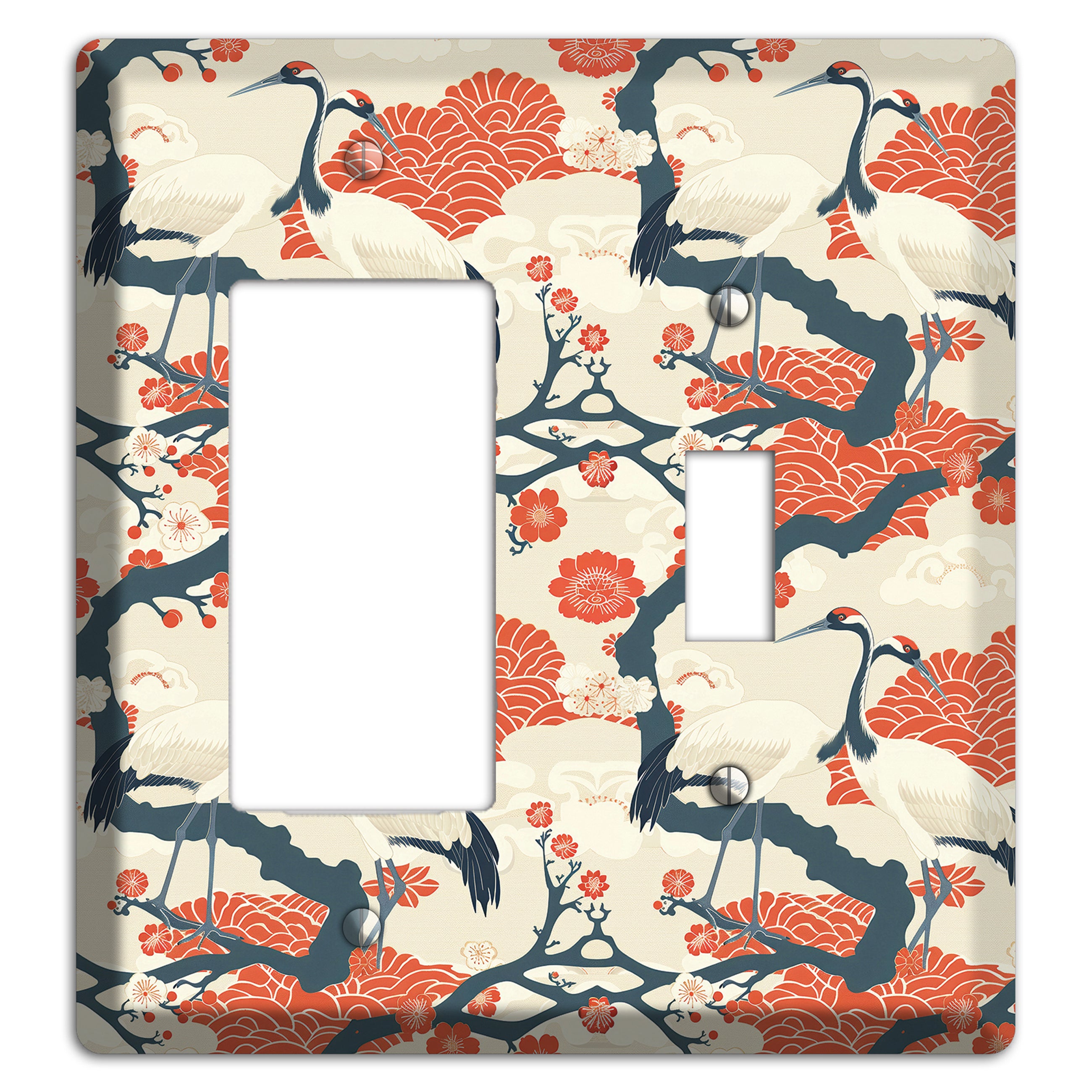 Vermillion Crane Court Rocker / Toggle Wallplate