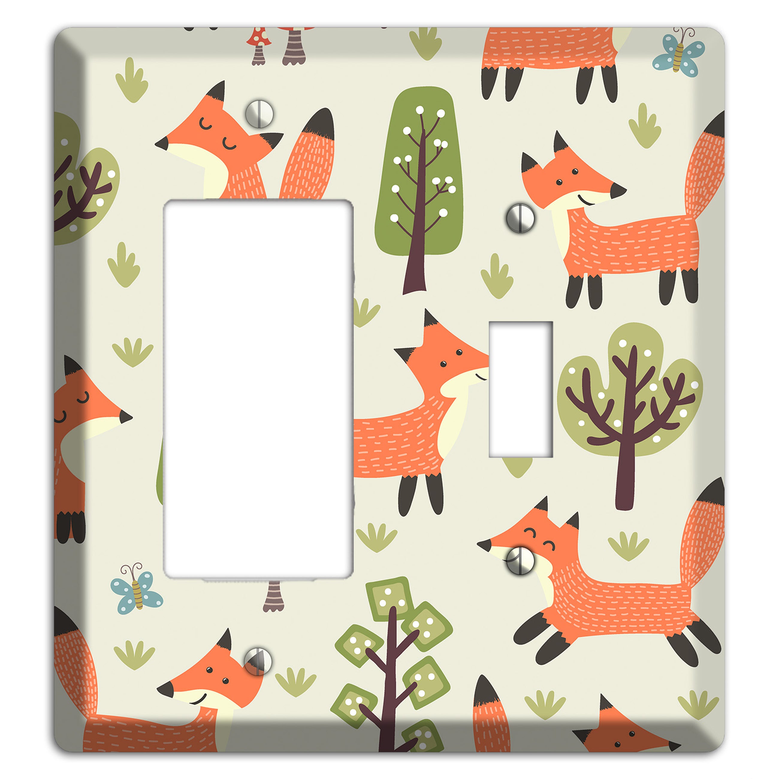 Fox & Forest (Olive) Rocker / Toggle Wallplate