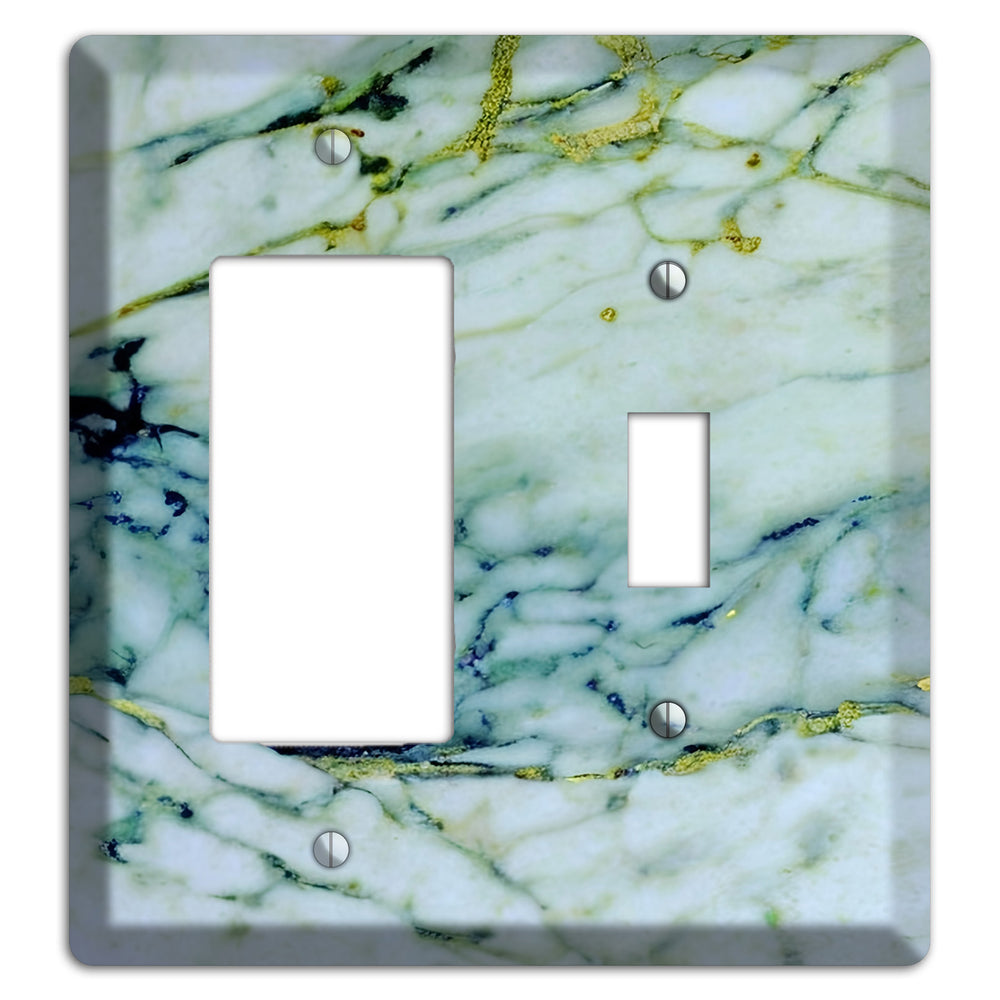 White, Green and Blue Marble Rocker / Toggle Wallplate
