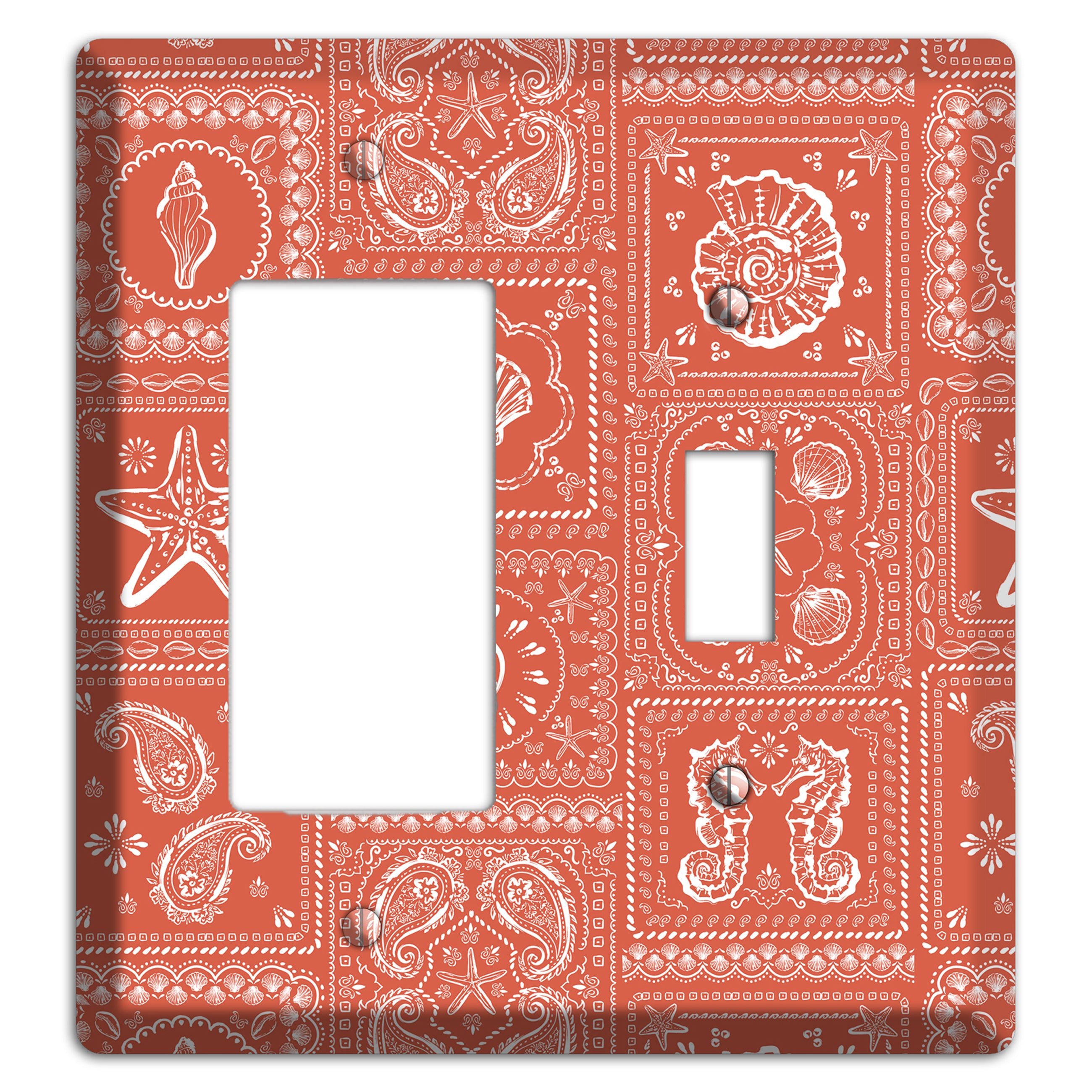 Terracotta Shell Patchwork Rocker / Toggle Wallplate