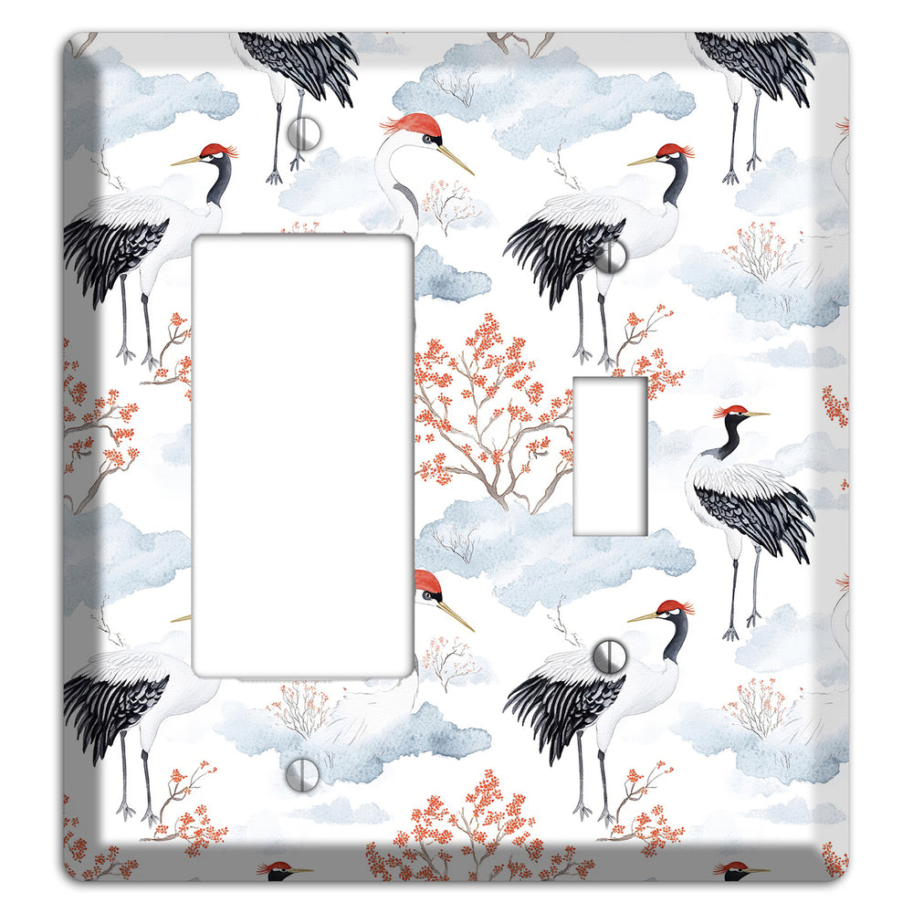 Crimson Crown Cranes Rocker / Toggle Wallplate