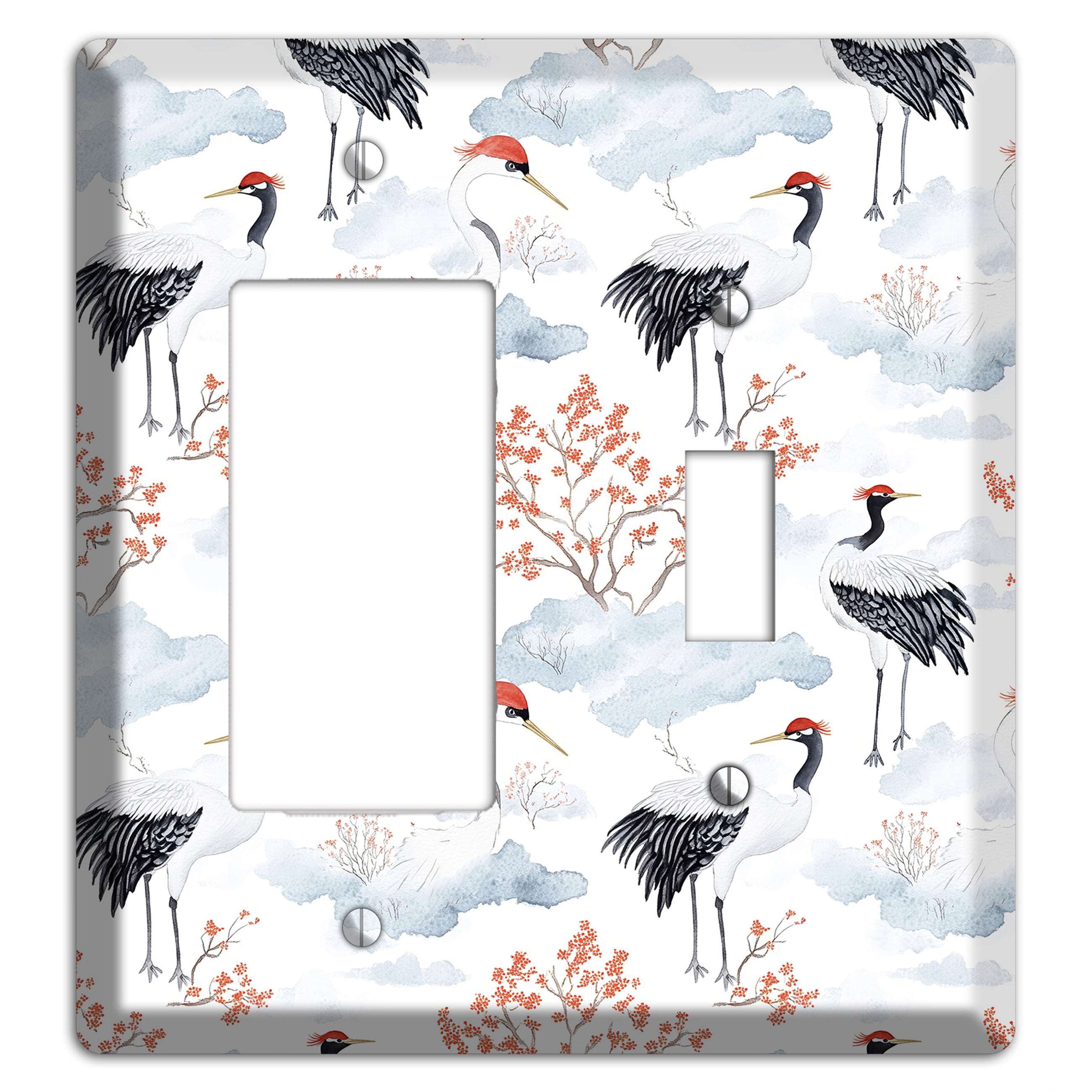 Crimson Crown Cranes Rocker / Toggle Wallplate