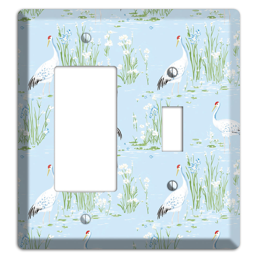 Azure Crane Sanctuary Rocker / Toggle Wallplate