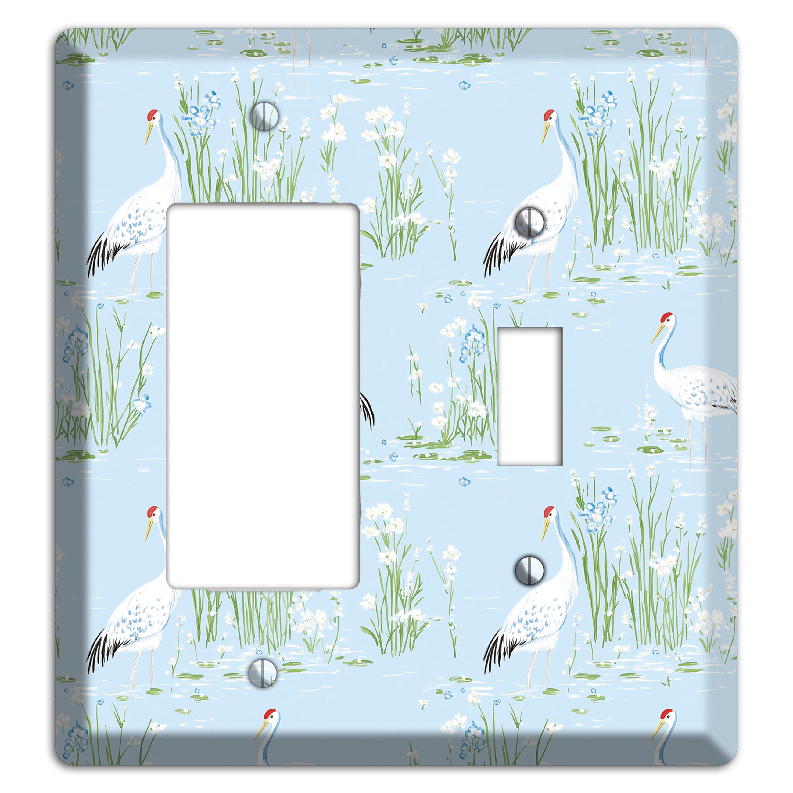 Azure Crane Sanctuary Rocker / Toggle Wallplate