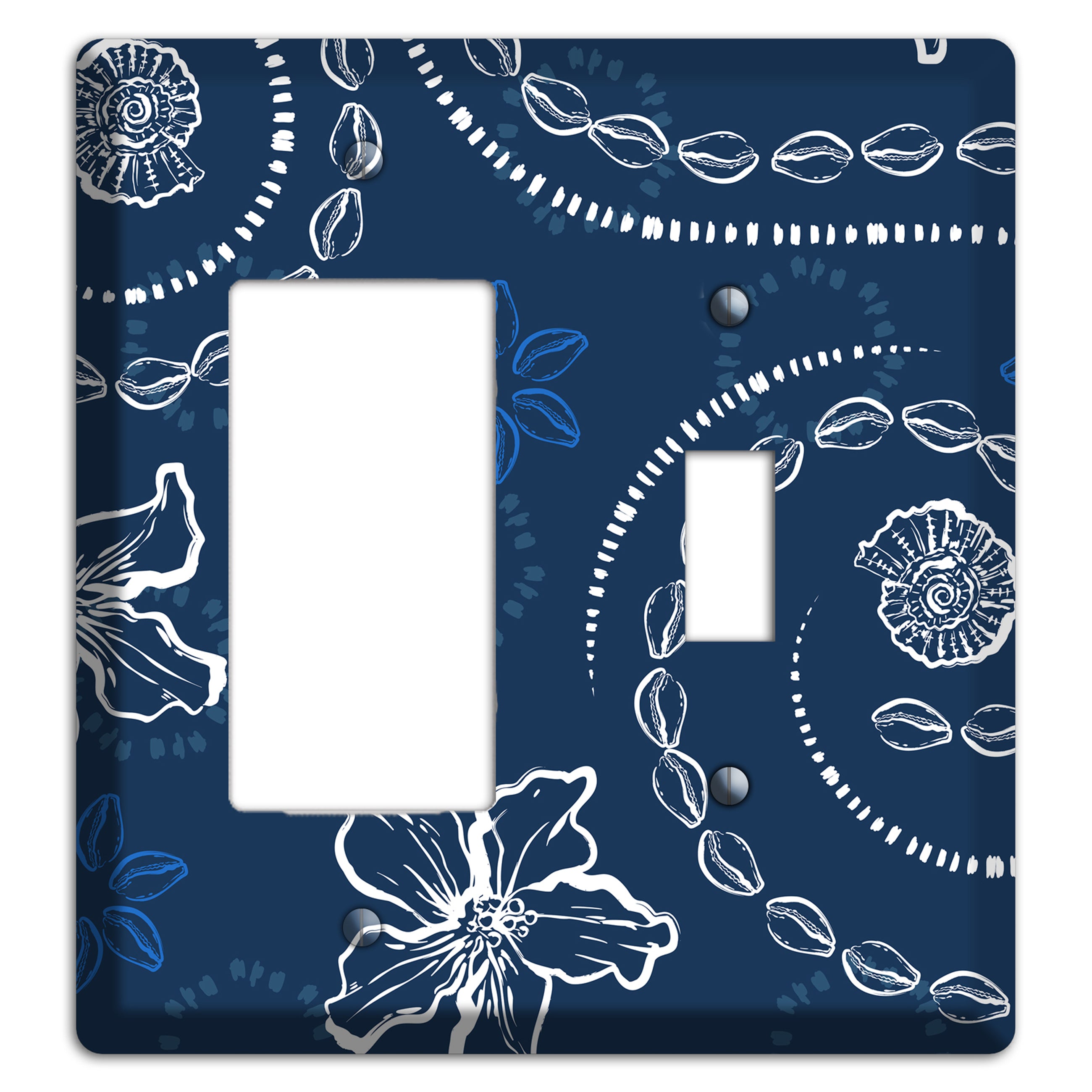 Indigo Cowrie Spiral Rocker / Toggle Wallplate