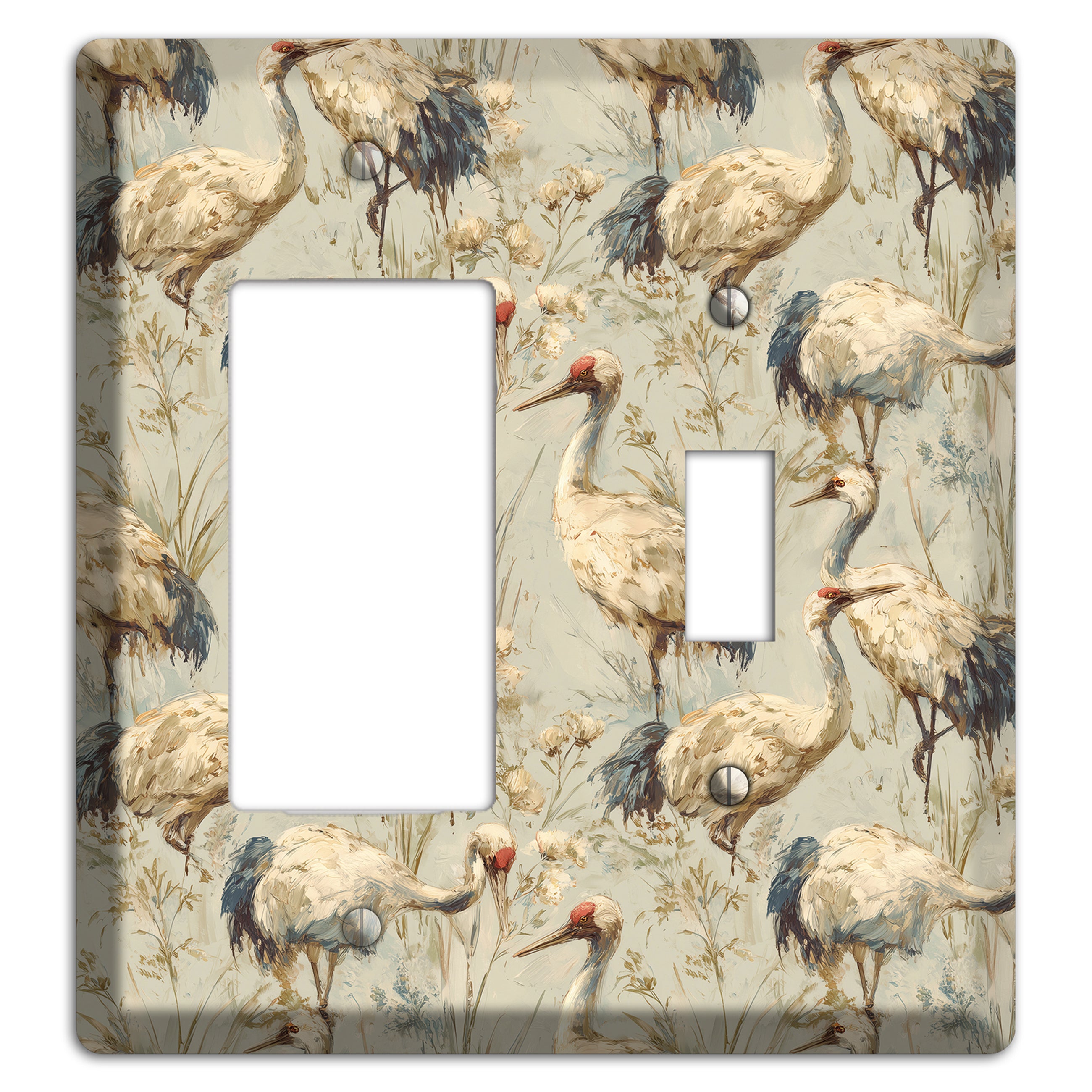 Driftwood Crane Marsh Rocker / Toggle Wallplate