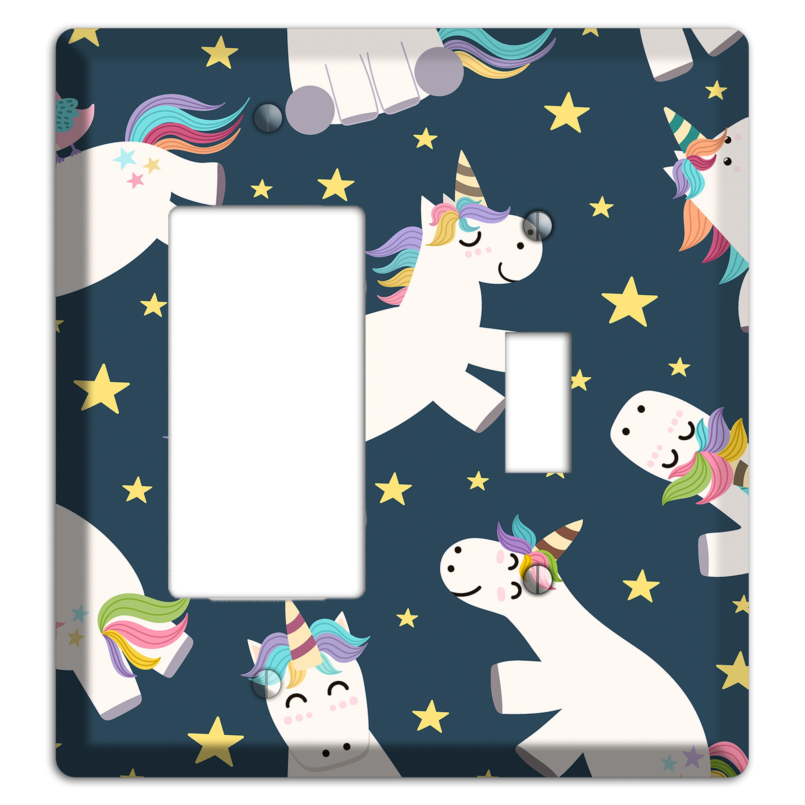 Dreamy Night Unicorns Rocker / Toggle Wallplate