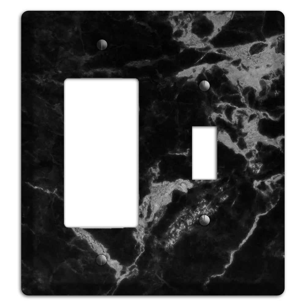 Black and Silver Marble Rocker / Toggle Wallplate