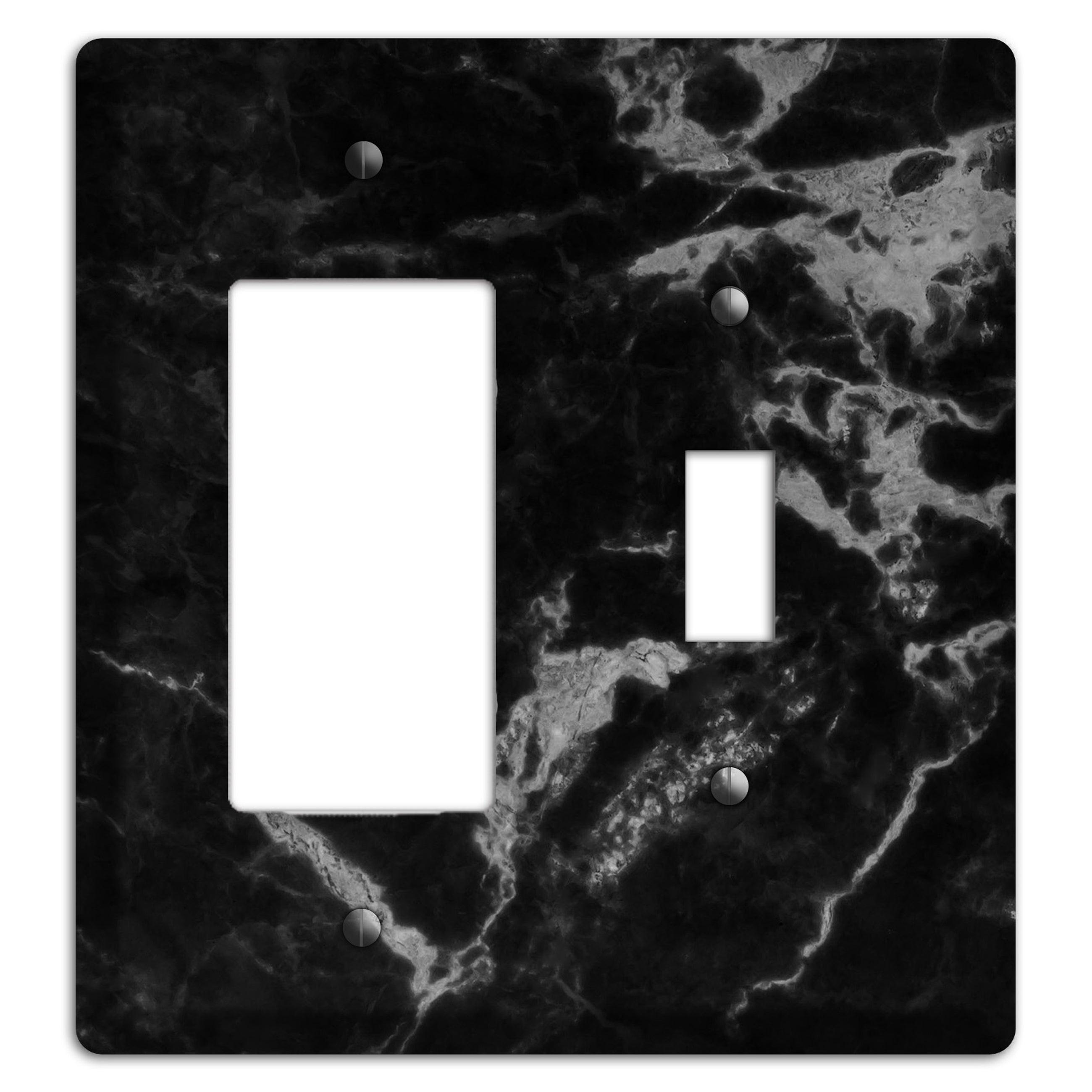 Black and Silver Marble Rocker / Toggle Wallplate