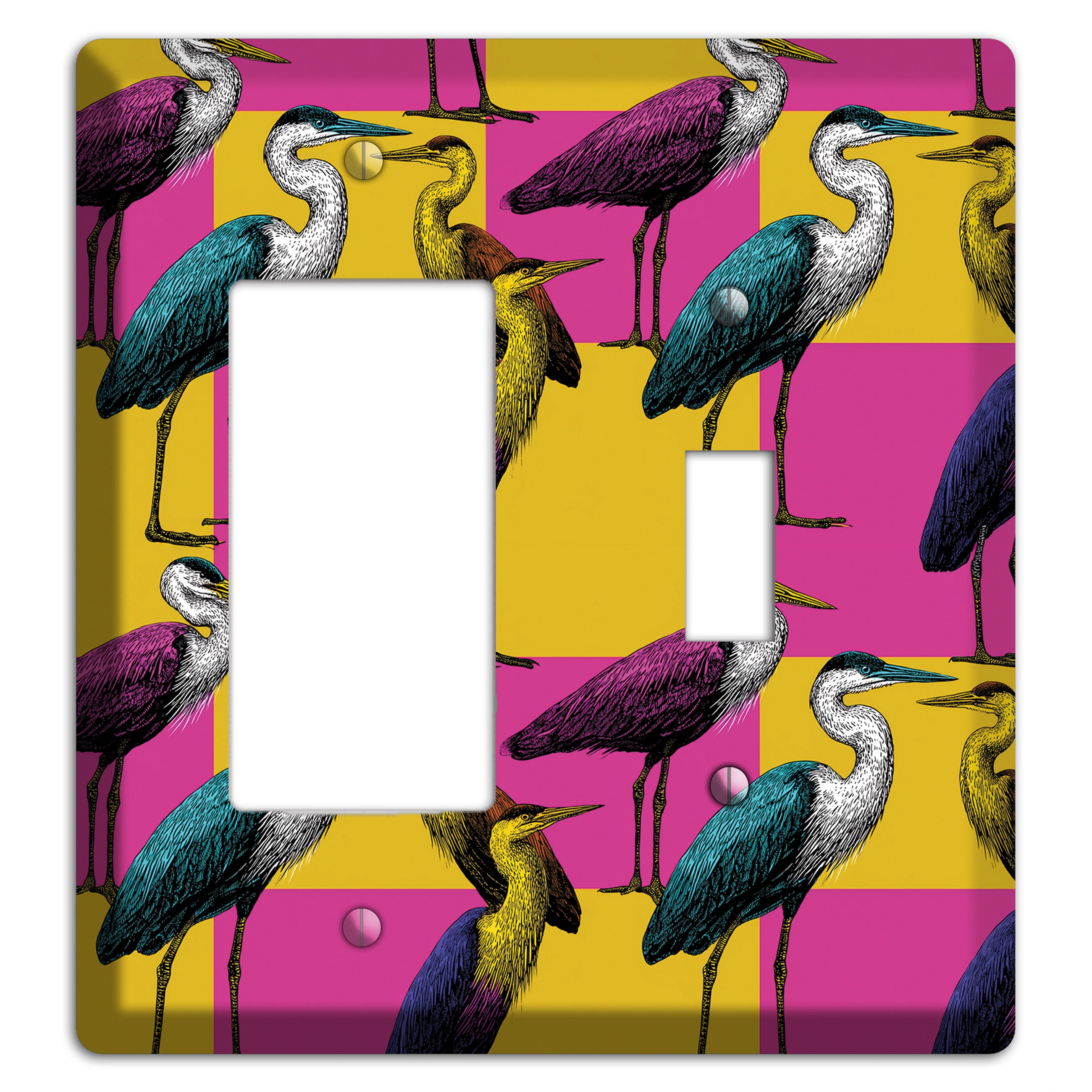 Magenta Heron Grid Rocker / Toggle Wallplate