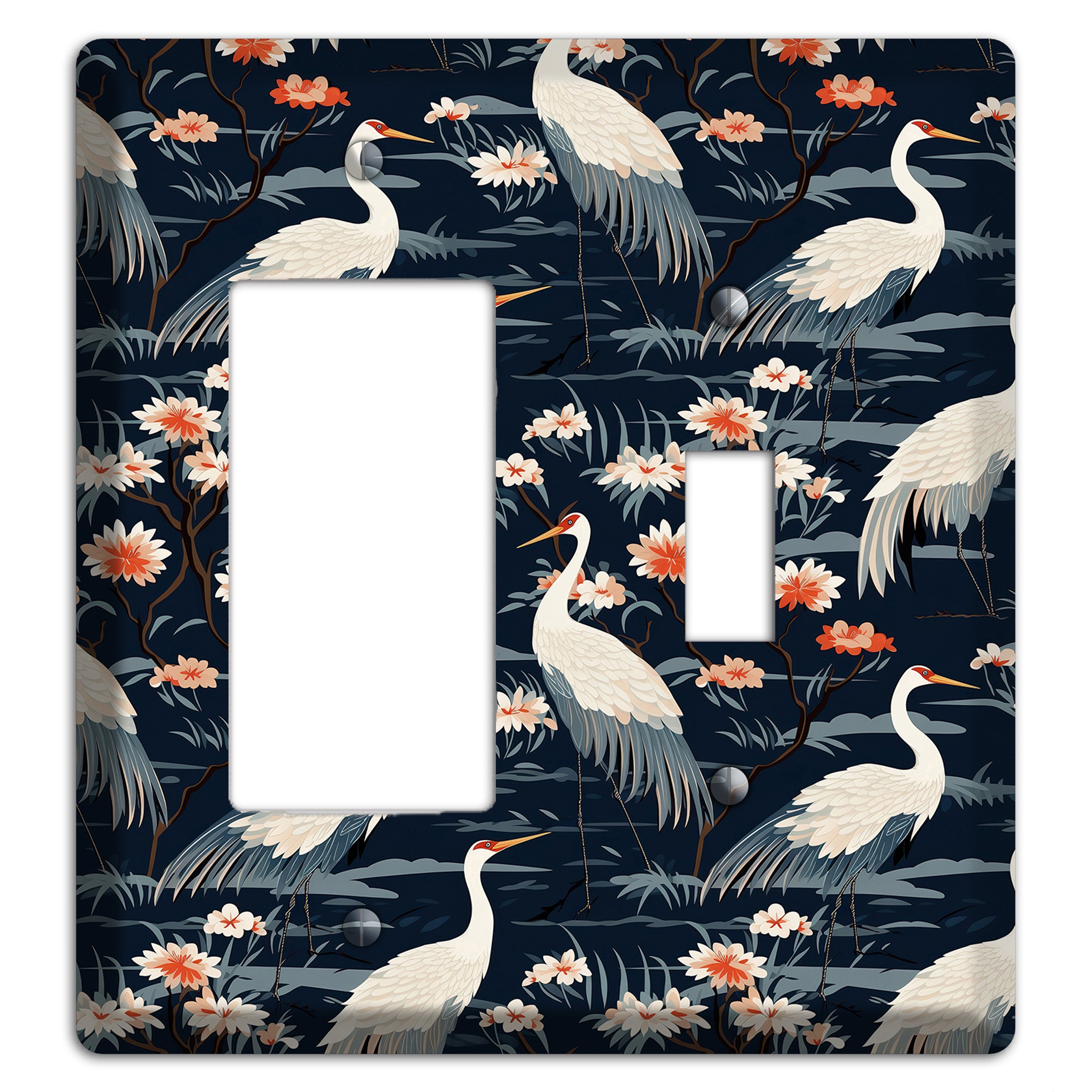 Navy Heron Nocturne Rocker / Toggle Wallplate