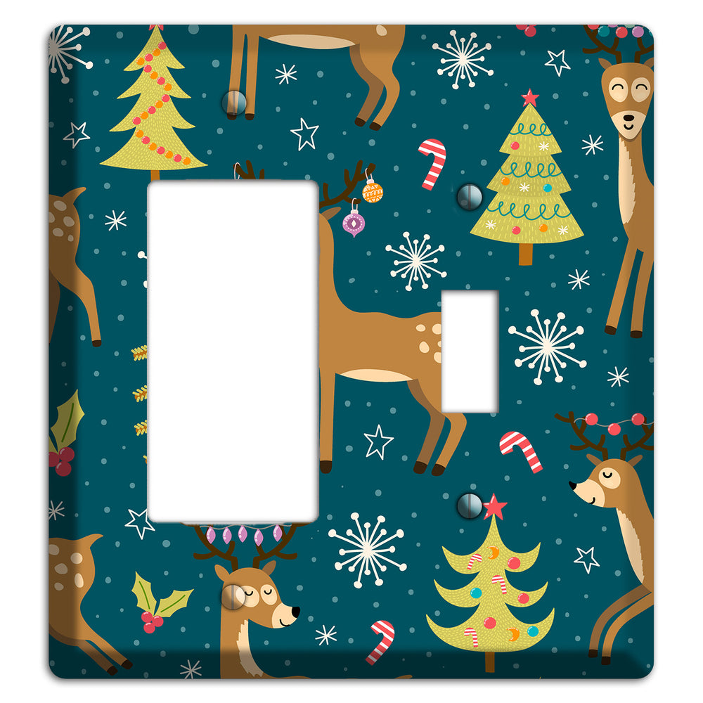 Reindeer Parade (Teal) Rocker / Toggle Wallplate