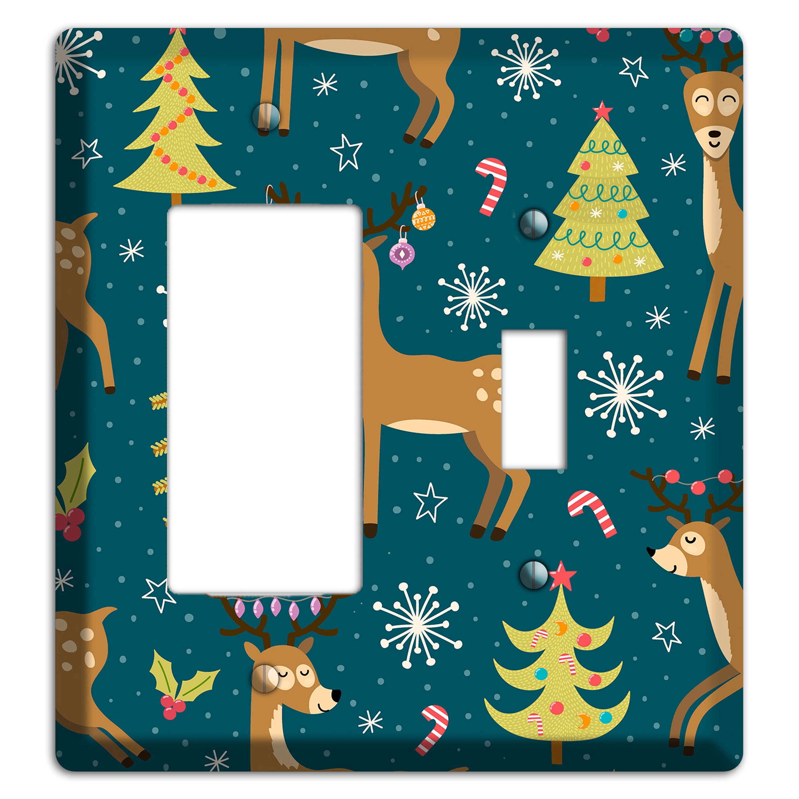 Reindeer Parade (Teal) Rocker / Toggle Wallplate