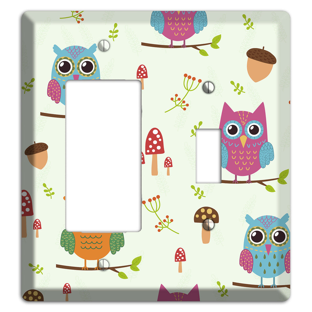 Forest Owls (Mint) Rocker / Toggle Wallplate