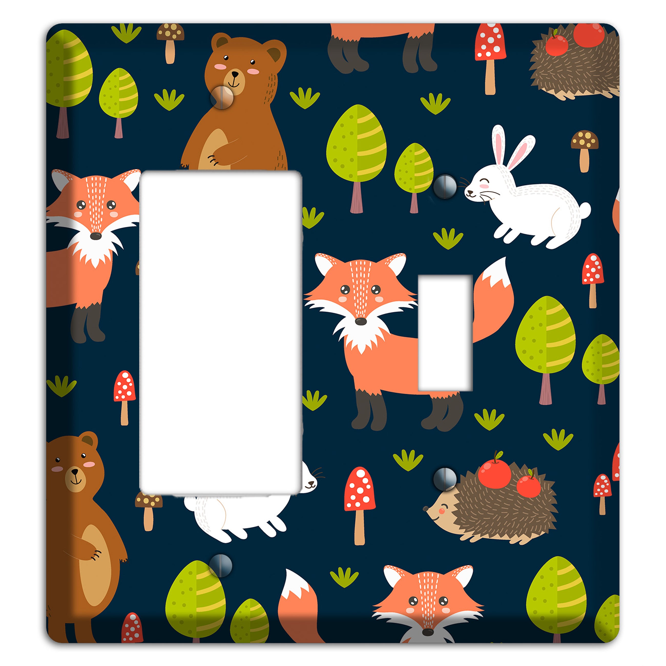 Forest Critters (Navy) Rocker / Toggle Wallplate