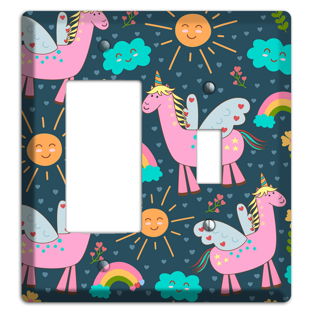 Magic Meadow (Navy) Rocker / Toggle Wallplate