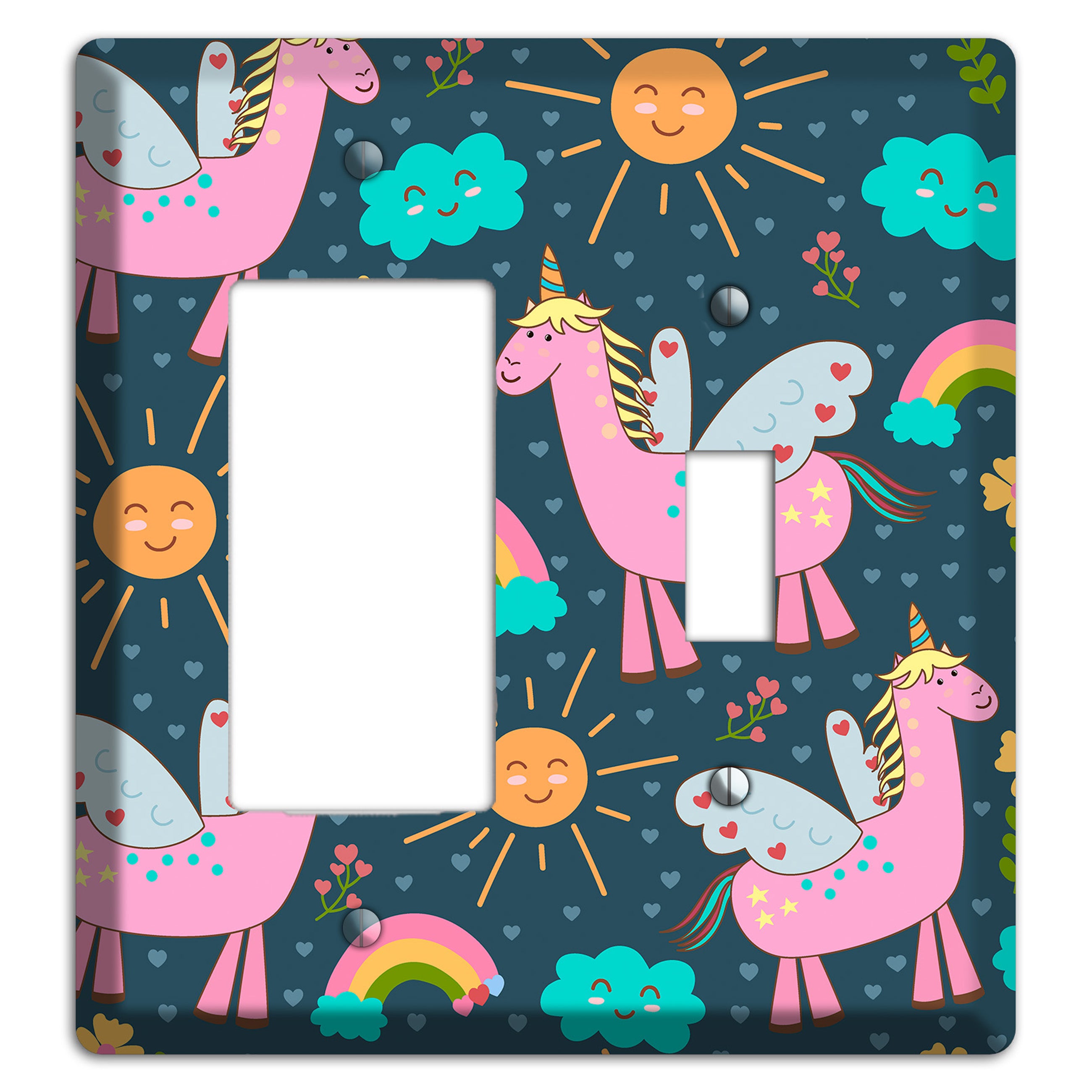 Magic Meadow (Navy) Rocker / Toggle Wallplate
